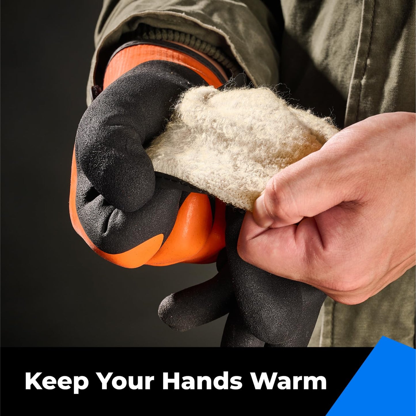 toolant 100% Waterproof Gloves for Men and Women, Winter Work Gloves for Cold Weather, Touchsreen, Thermal Gloves for Freezer Work, Fishing and Gardening, With Grip, Grey, X-Large