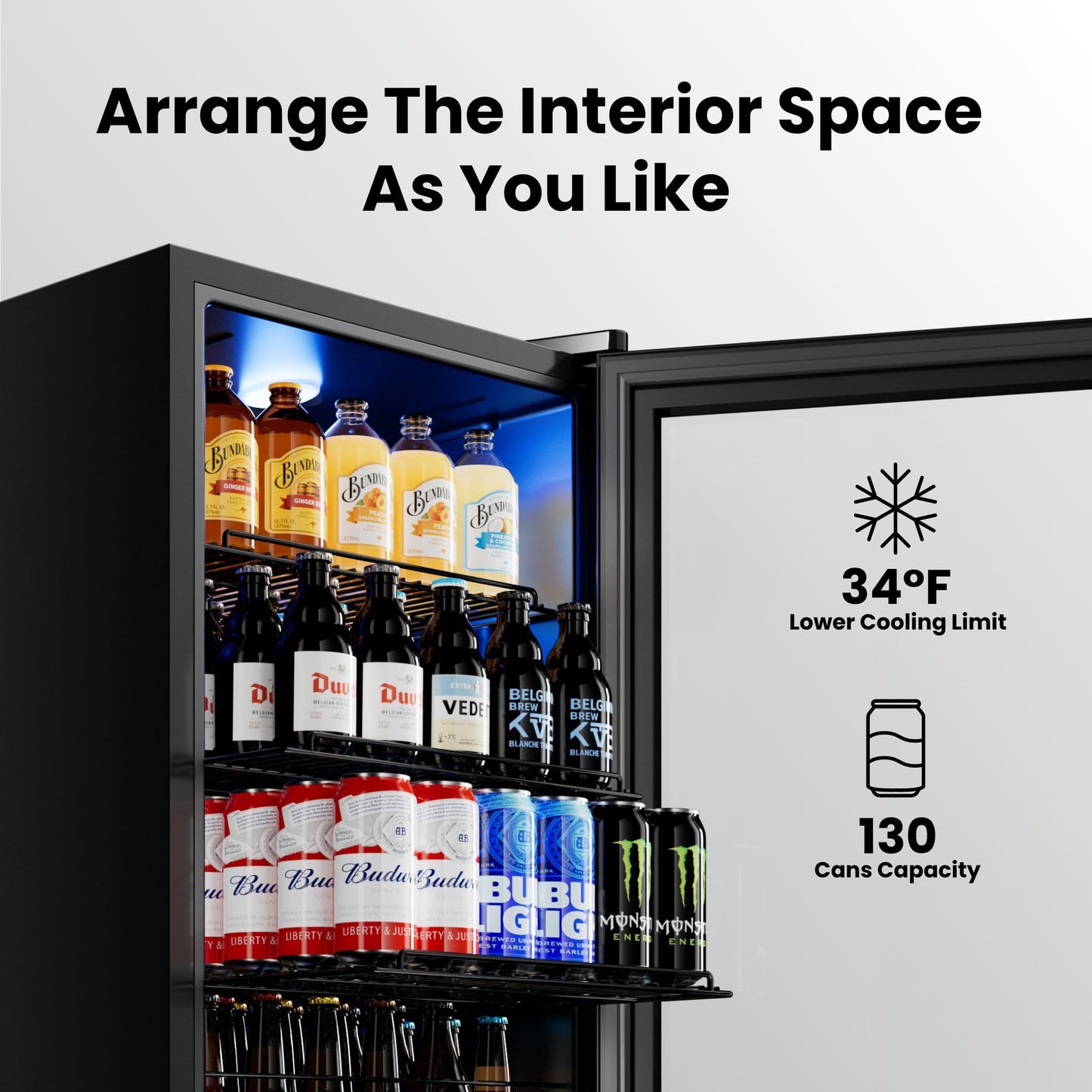 Yeego Beverage Refrigerator Cooler, 155 Cans Mini Fridge with Glass Door Beverage Fridge with Adjustable Shelves for Soda Beer or Wine, Beverage Cooler with Digital Temperature Control for Home Office