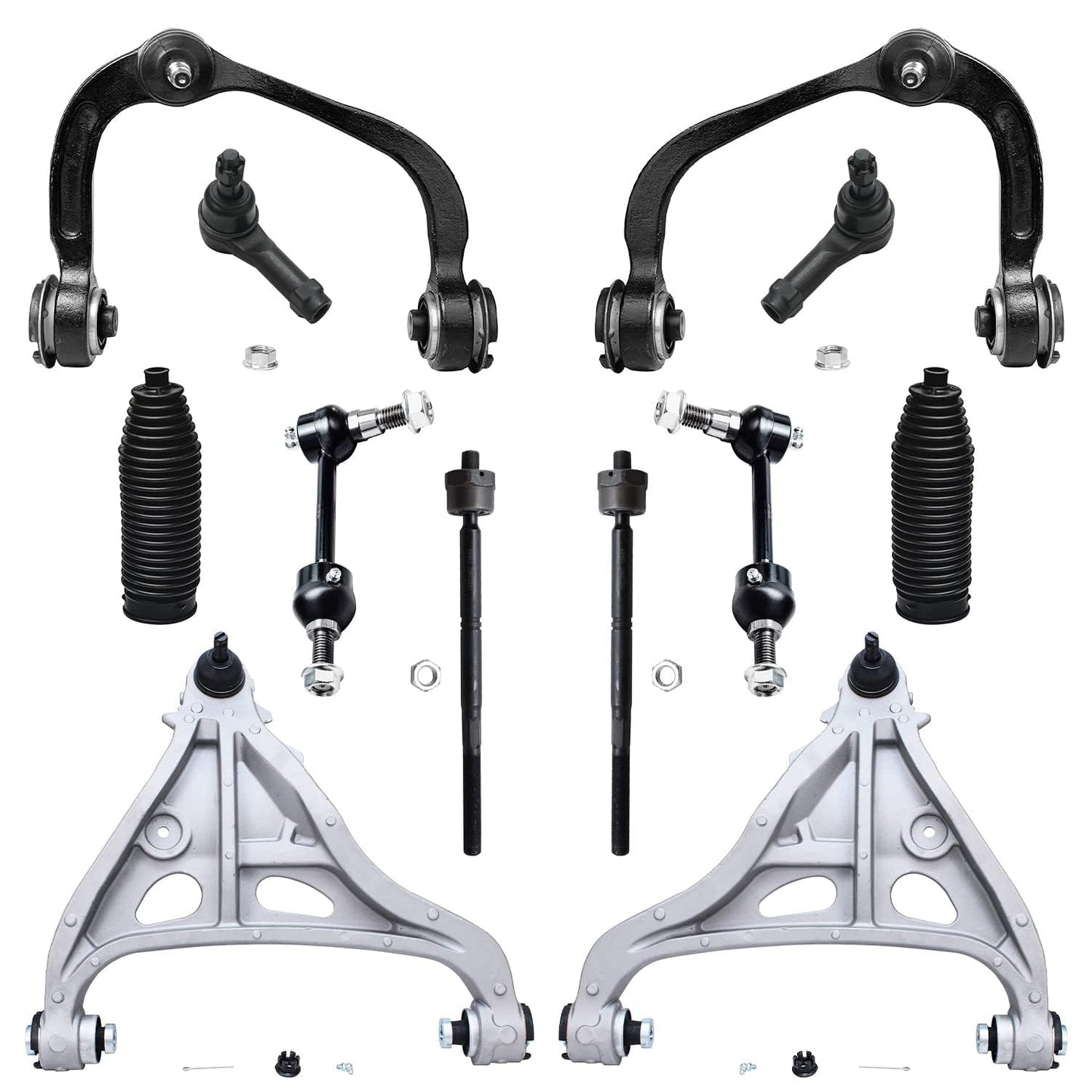 Detroit Axle - 12pc Front End Kit for 07-13 Chevy Silverado 1500 GMC Sierra | Suburban Yukon XL 1500 Tahoe Escalade ESV EXT, 2 Upper Control Arms 2 Sway Bars 4 Tie Rods 2 Lower Ball Joints 2 Boots
