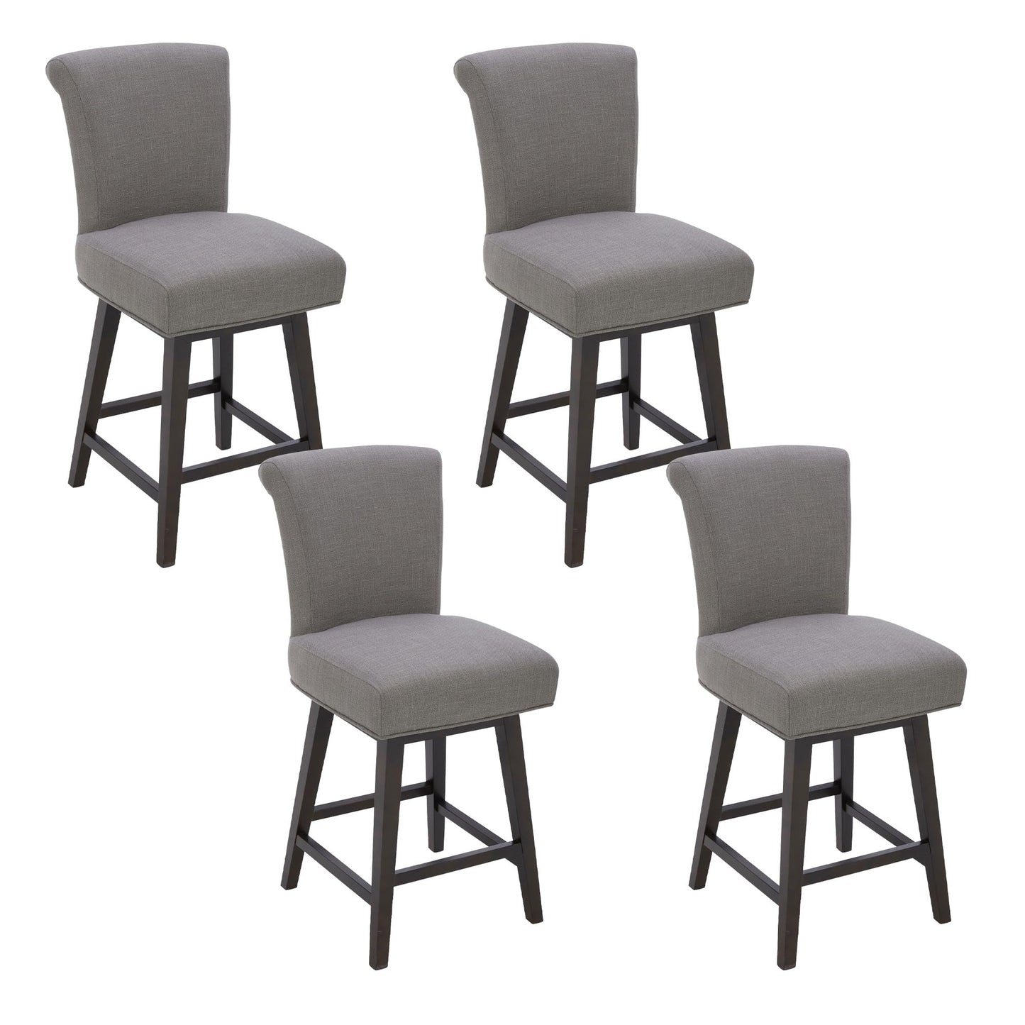 CHITA 30 Inch Counter Height Swivel Bar Stools Set of 2, FSC Certified Modern Upholstered Faux Leather Swivel Barstool Chairs with Back, Black