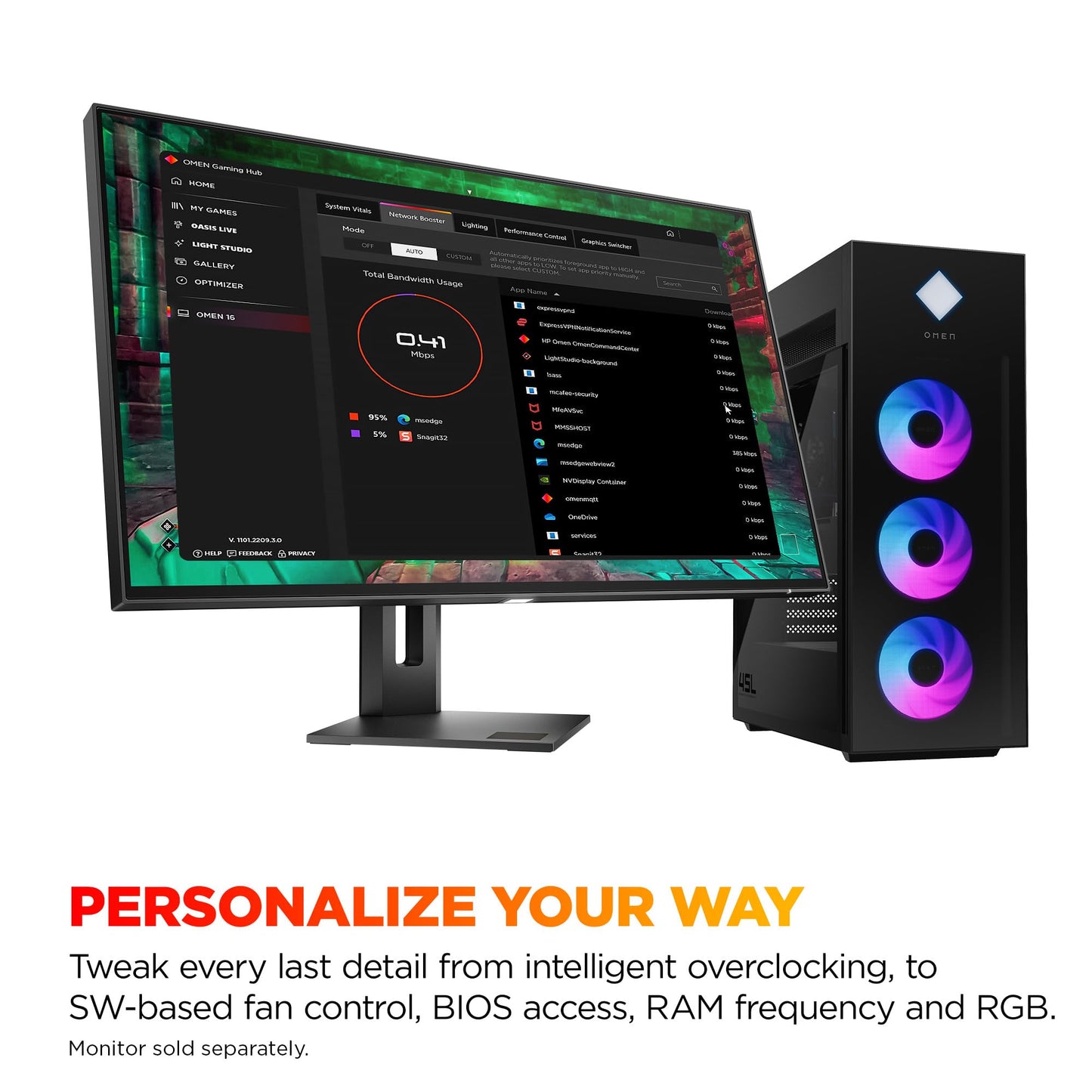 HP OMEN 45L Gaming Desktop, Intel Core Ultra 7 265K, 32 GB RAM, 1 TB SSD, NVIDIA GeForce RTX 5070 Ti, Windows 11 Pro, Microsoft Copilot, Tempered Glass, GT22-3060 (2025)