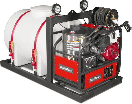 MechMaxx 4000 PSI 4 GPM Honda GX390 389CC 11.7HP E-Start Engine Hot Water Pressure Washer Skid Mounted with 245 Gal Tank, HPW40HBT