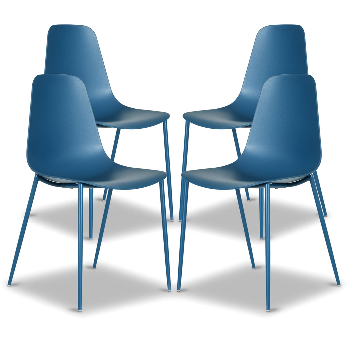 POLY & BARK Isla Modern Dining Chairs Set of 4 – Mid Century Modern Plastic Dining Chair with Metal Legs – Kitchen & Dining Room Chairs – Indoor/Outdoor – White