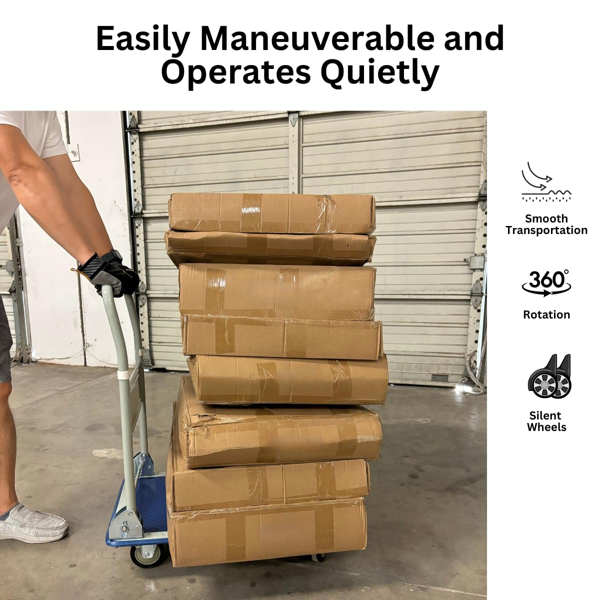 330 lbs Foldable Platform Truck Dolly with Swivel Wheels, Heavy Duty Moving Platform Hand Truck, 28 x 18 x 33.8 inches (PH150PVC)