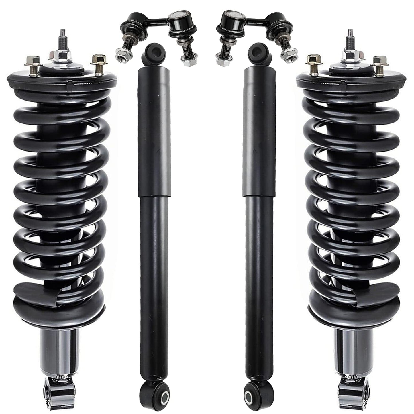 Detroit Axle - 6pc Struts Shocks Kit for 2014-2018 Chevy Silverado 1500 GMC Sierra 1500, 2 Front Struts w/Coil Springs 2 Sway Bars 2 Rear Shock Absorbers 2015 2016 2017 Replacement Suspension