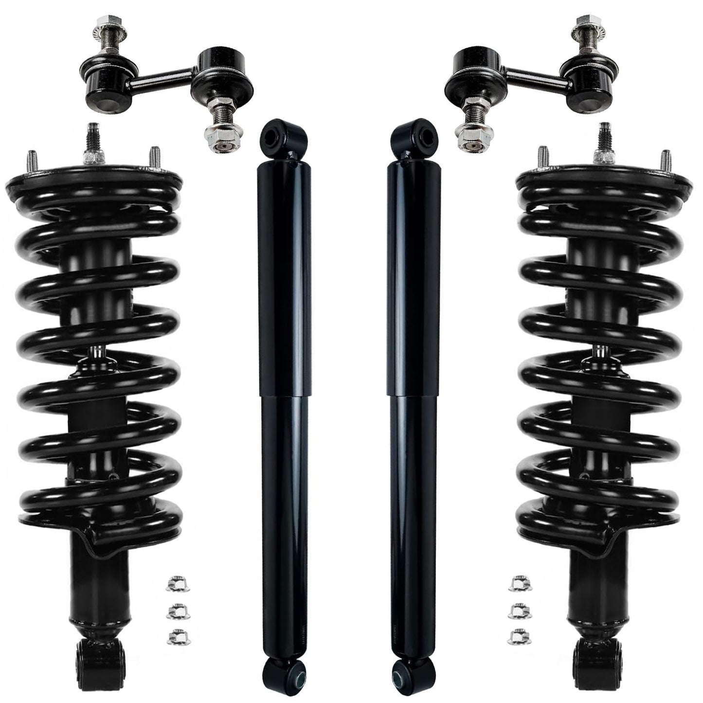 Detroit Axle - 6pc Struts Shocks Kit for 2014-2018 Chevy Silverado 1500 GMC Sierra 1500, 2 Front Struts w/Coil Springs 2 Sway Bars 2 Rear Shock Absorbers 2015 2016 2017 Replacement Suspension
