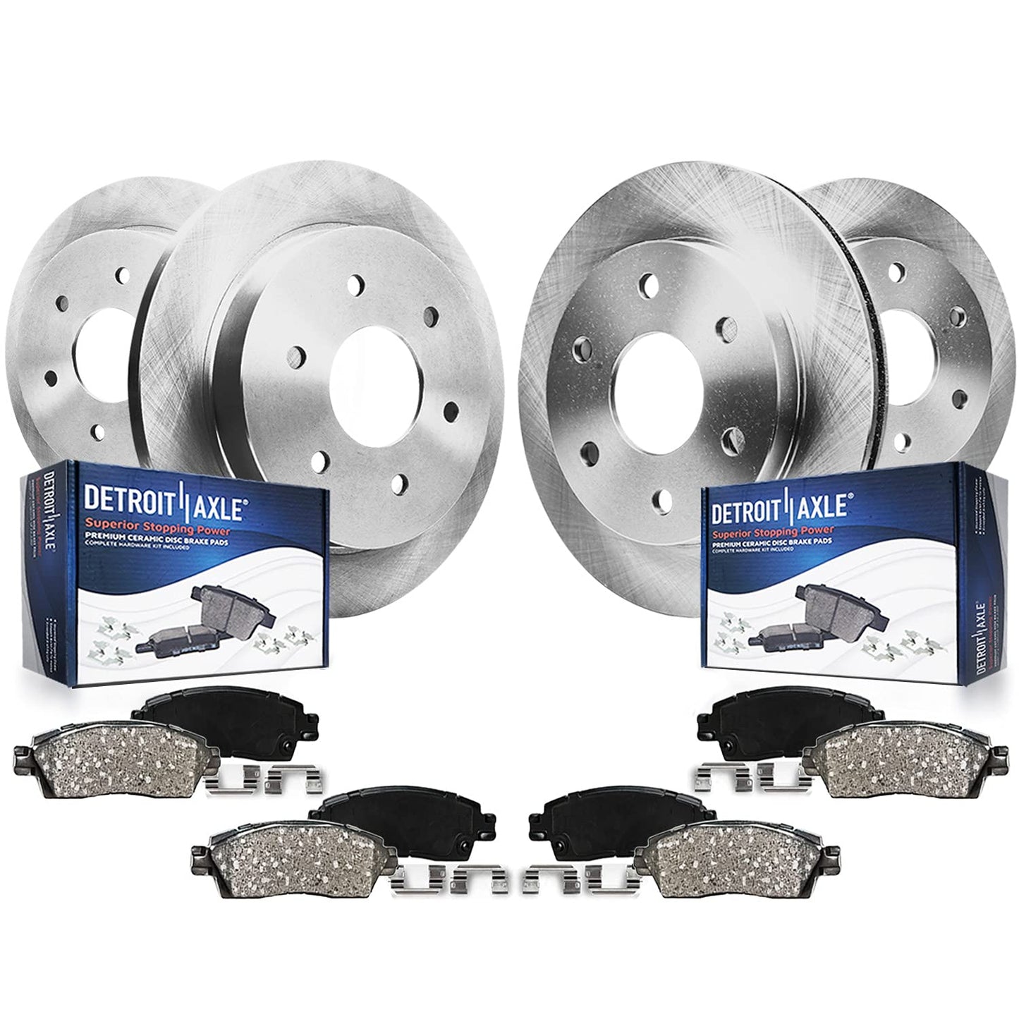 Detroit Axle - Brake Kit for 07-11 Toyota Camry 08-12 Avalon 07-12 Lexus ES350 Replacement 2008 2009 2010 2011, 11.65" inch Front and 11.06" inch Rear Disc Brake Rotors and Ceramic Brakes Pads