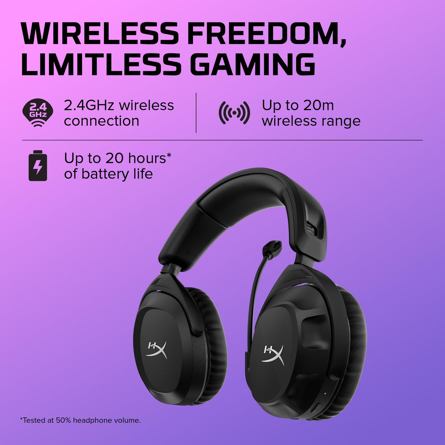 HyperX Cloud Stinger 2 – Gaming Headset, DTS Headphone:X Spatial Audio, Lightweight Over-Ear Headset with mic, Swivel-to-Mute Function, 50mm Drivers, PC Compatible, Black