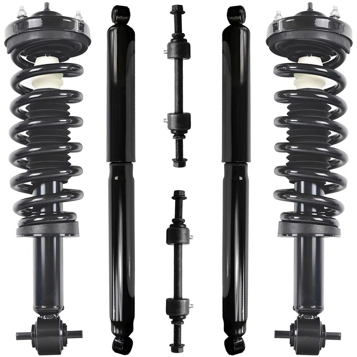 Detroit Axle - 6pc Struts Shocks Kit for 2014-2018 Chevy Silverado 1500 GMC Sierra 1500, 2 Front Struts w/Coil Springs 2 Sway Bars 2 Rear Shock Absorbers 2015 2016 2017 Replacement Suspension