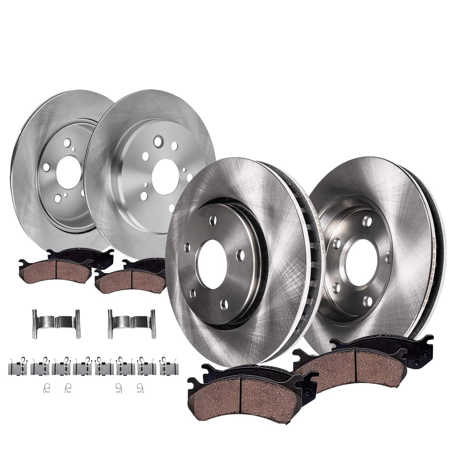 Detroit Axle - 8pc Brake Kit for 2016-2021 Honda Civic, Disc Brake Rotors Ceramic Brakes Pads with Hardware 2017 2018 2019 2020 Replacement : 11.10" inch Front and 10.24" inch Rear Rotor