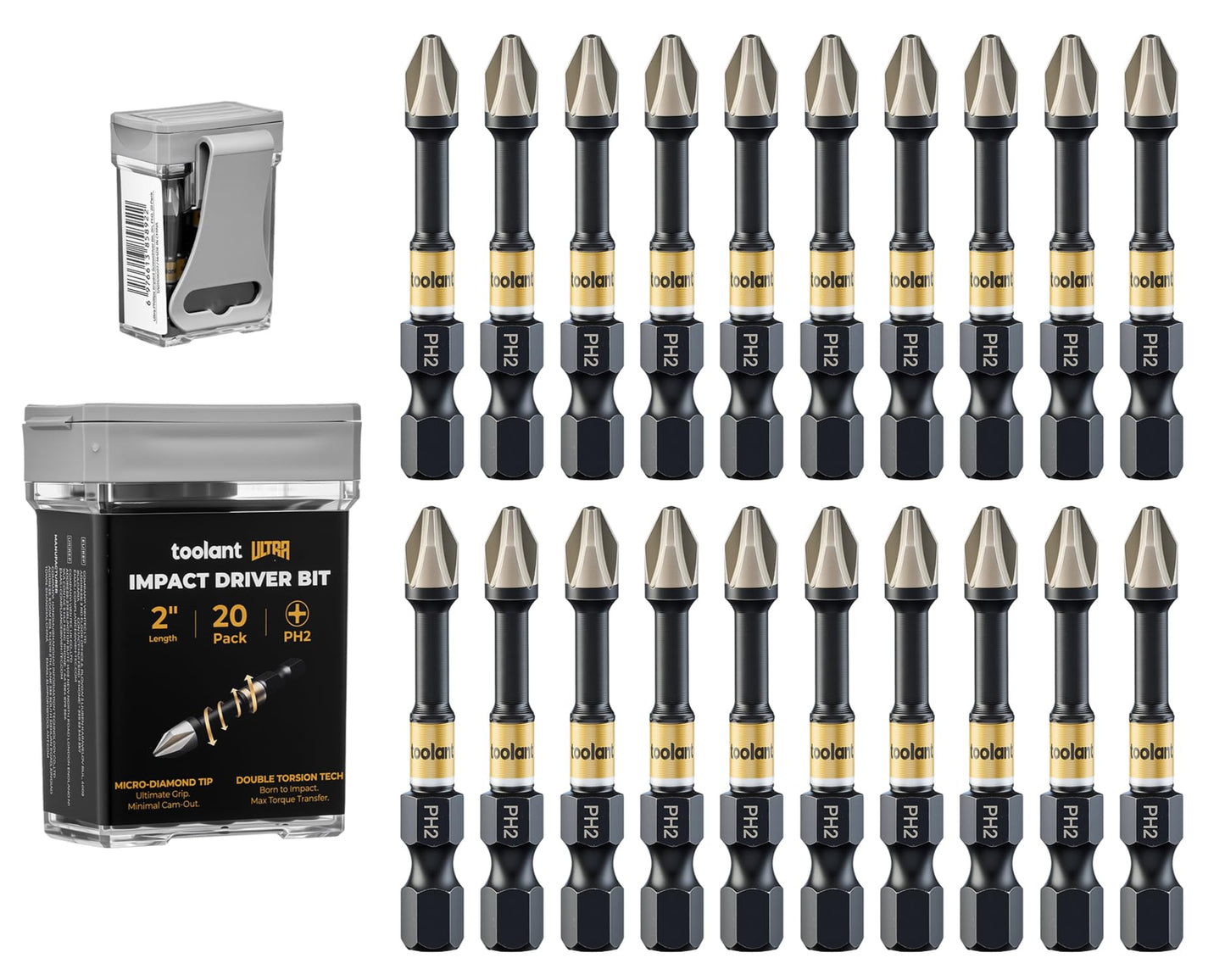 toolant Phillips Impact Screwdriver Bit Set 6 Inch PH2, 2 Pack Magnetic Anti Slip CNC Machined Tips Impact Steel X2 Driver Bit Set for Impact Driver