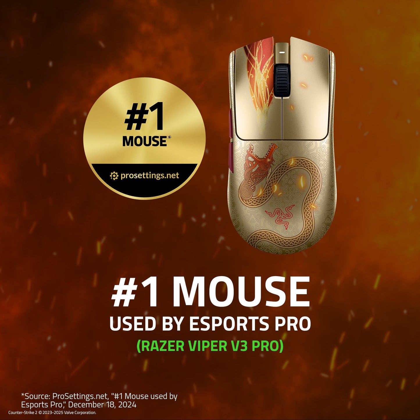 Razer Viper V3 Pro Wireless Esports Gaming Mouse: Symmetrical - 54g Lightweight - 8K Polling - 35K DPI Optical Sensor - Gen3 Optical Switches - 8 Programmable Buttons - 95 Hr Battery - Black