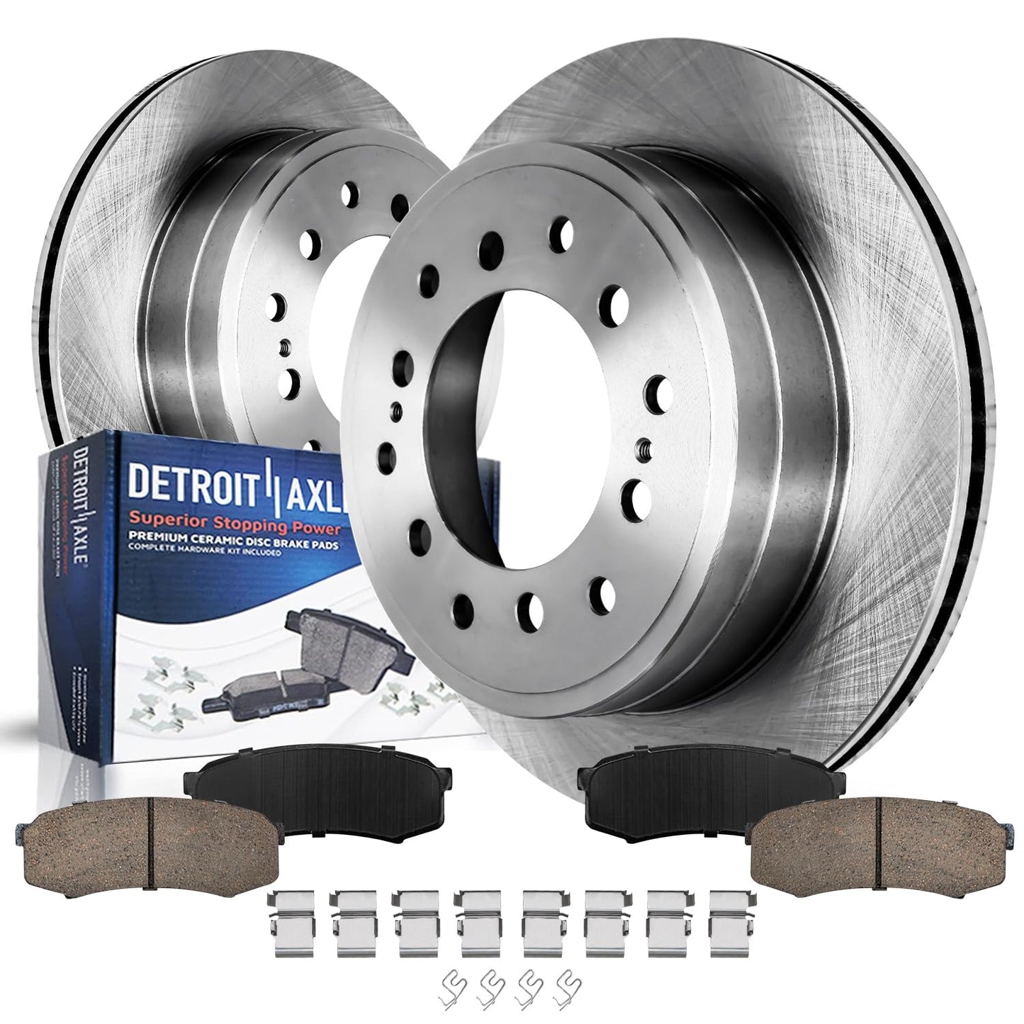 Detroit Axle - Front Brake Kit for Chevy GMC Silverado Sierra Suburban Savana Express Yukon XL 1500 Tahoe Avalanche Escalade ESV EXT XTS Brake Rotors Ceramic Brakes Pads : 12.99" inch Rotor