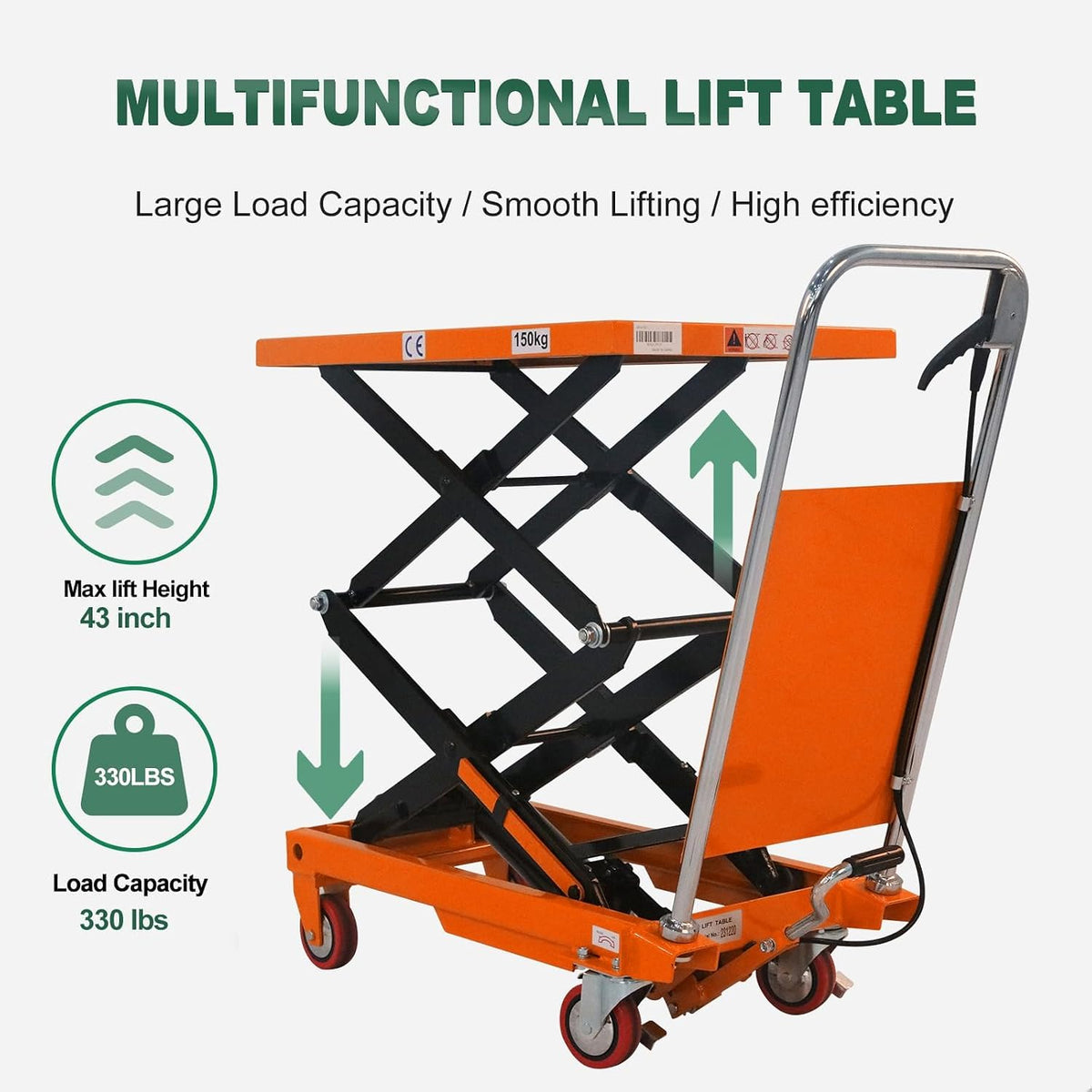 Tory Carrier Double Scissor Lift Table 330 Lbs Capacity