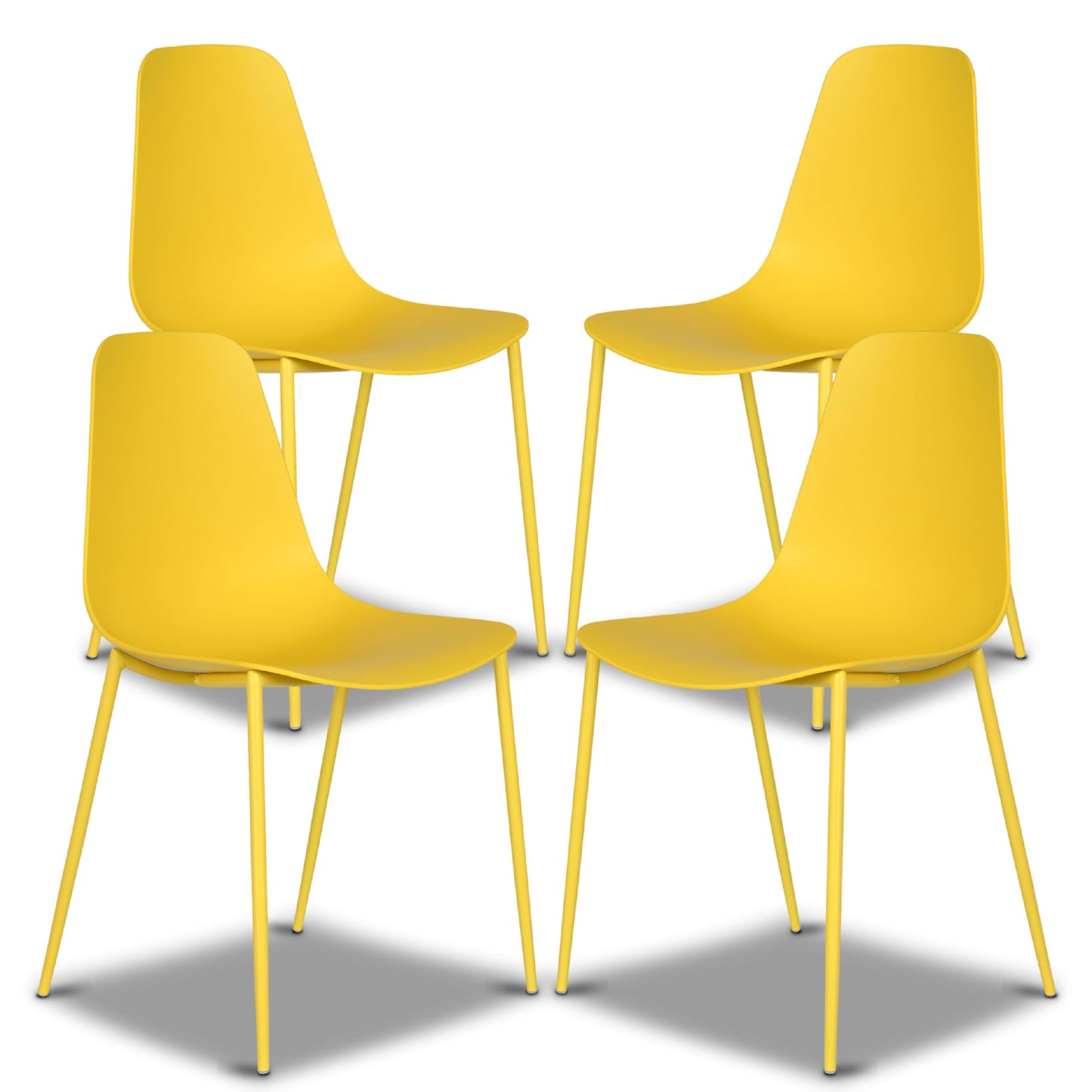 POLY & BARK Isla Modern Dining Chairs Set of 4 – Mid Century Modern Plastic Dining Chair with Metal Legs – Kitchen & Dining Room Chairs – Indoor/Outdoor – White