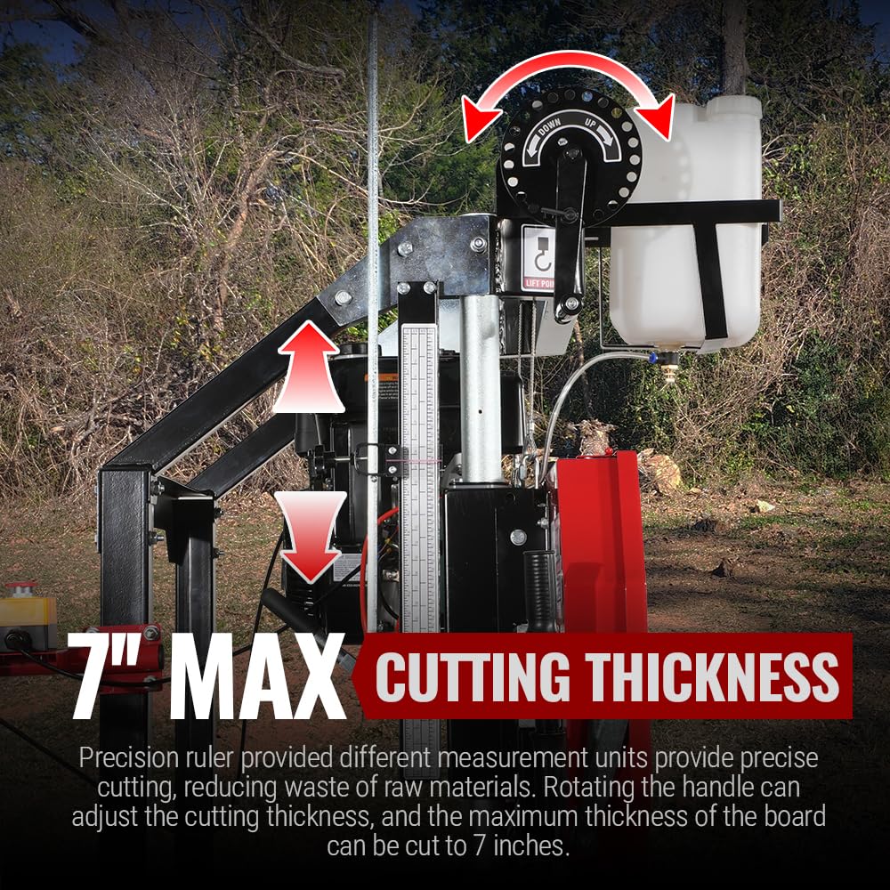 MechMaxx 32" Portable Sawmill, ZONSEN 459cc 15HP E-Start Gasoline Engine, 26.5" Board Width, 13' Track Length, Model SM-32