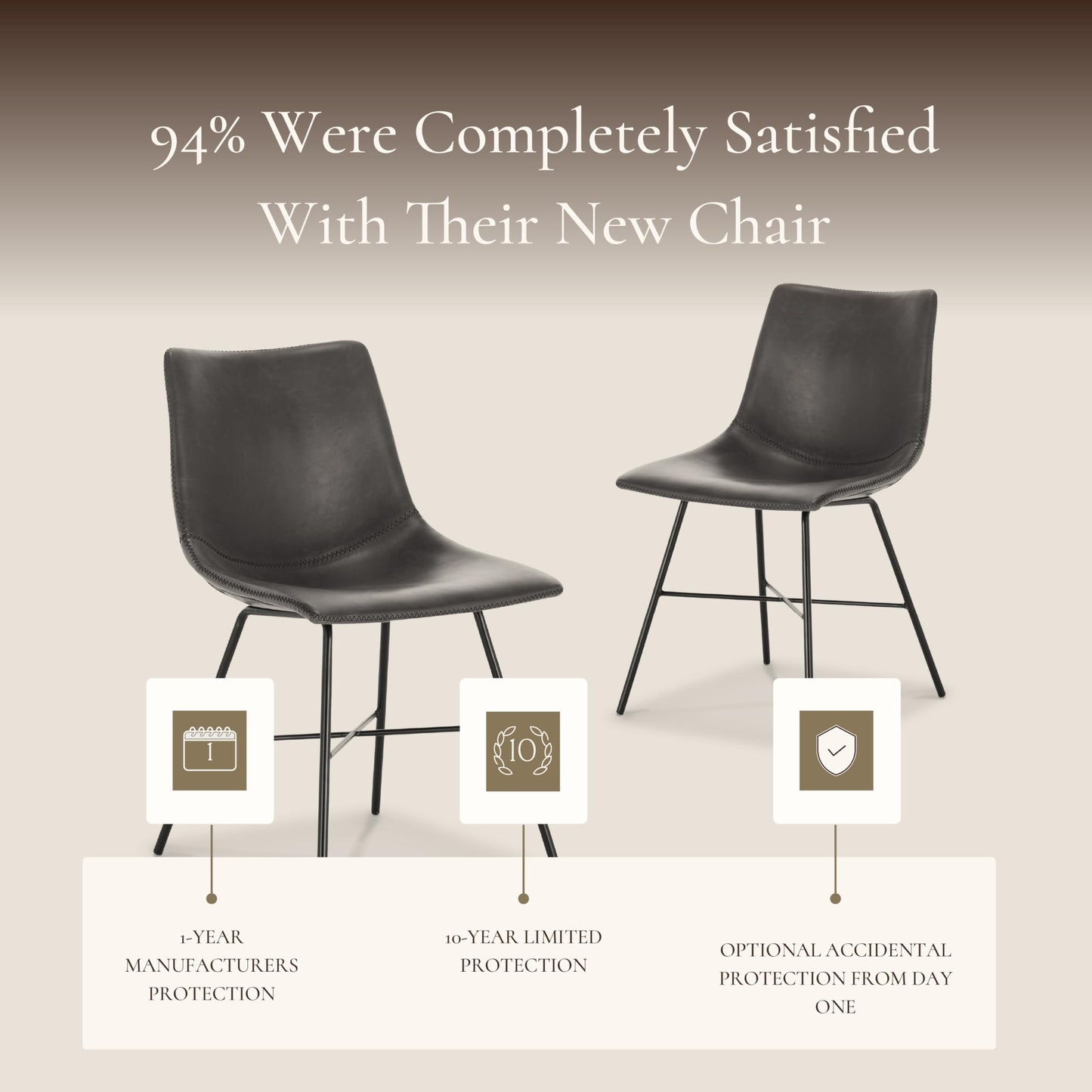 POLY & BARK Paxton Leather Counter Stools 24 Inches – Set of 2 - Counter Height Bar Stools with Back – Modern Barstools for Kitchen Island or Counters – Faux Leather & Matte Black Steel Base – Tan
