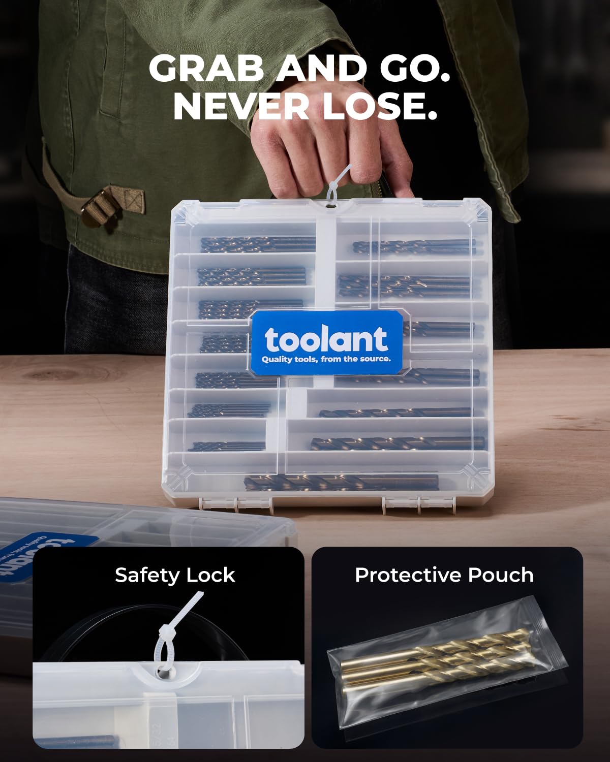 toolant Metric 19Pcs M35 Cobalt Drill Bit Set for Hardened Metal, Stainless Steel, Plastics, Wood, HSS Titanium Twist Jobber Metal Drill Bits Bulk 1mm-10mm, with Plastic Index Storage Case