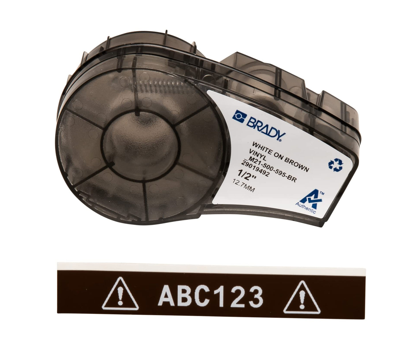 Brady Authentic (M21-750-595-WT) All-Weather Vinyl Label for Indoor/Outdoor ID, Lab and Equipment Labeling, Black on White- For M210, M210-LAB, M211, BMP21-PLUS and BMP21-LAB Printers, .75" W 21' L