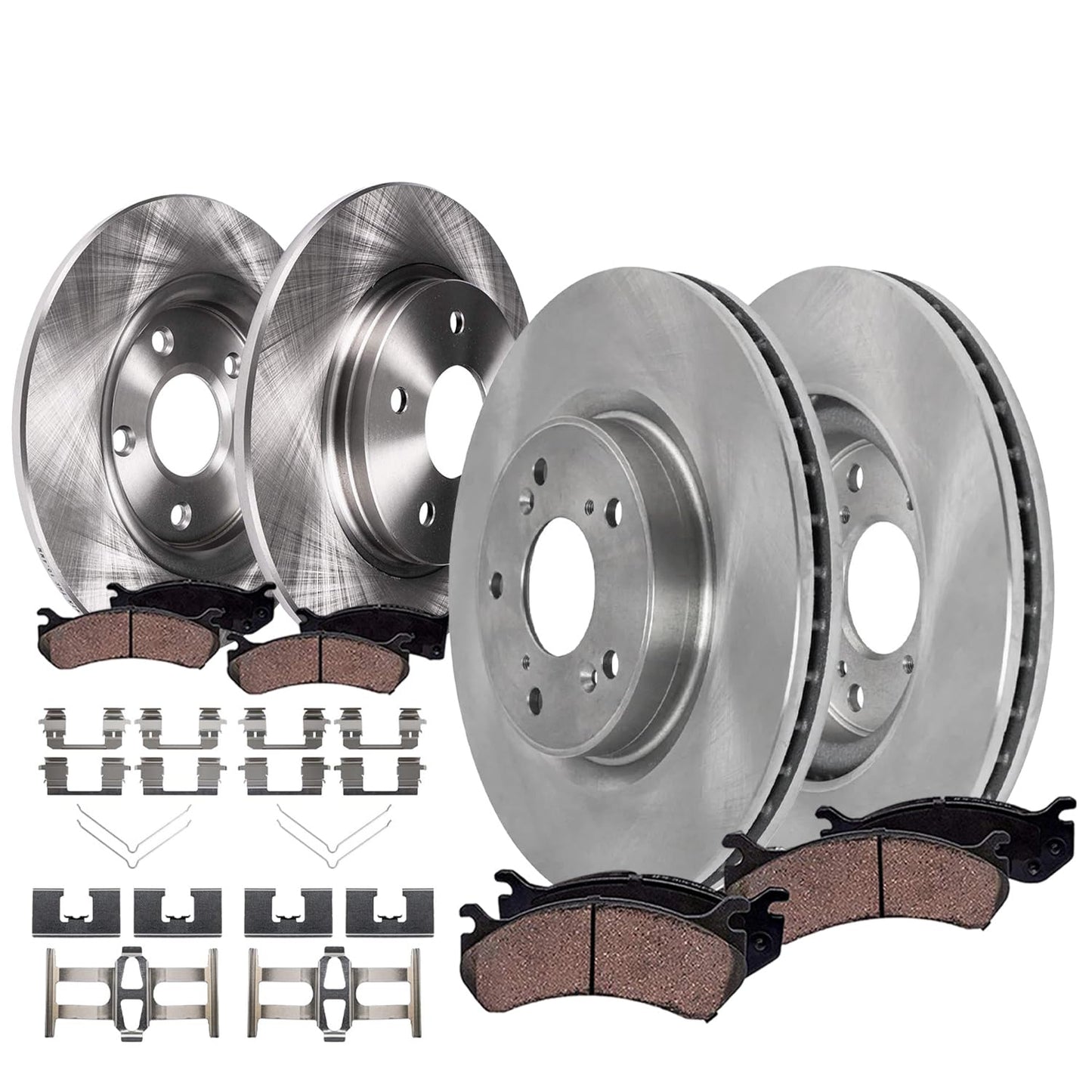Detroit Axle - Brake Kit for 07-11 Toyota Camry 08-12 Avalon 07-12 Lexus ES350 Replacement 2008 2009 2010 2011, 11.65" inch Front and 11.06" inch Rear Disc Brake Rotors and Ceramic Brakes Pads