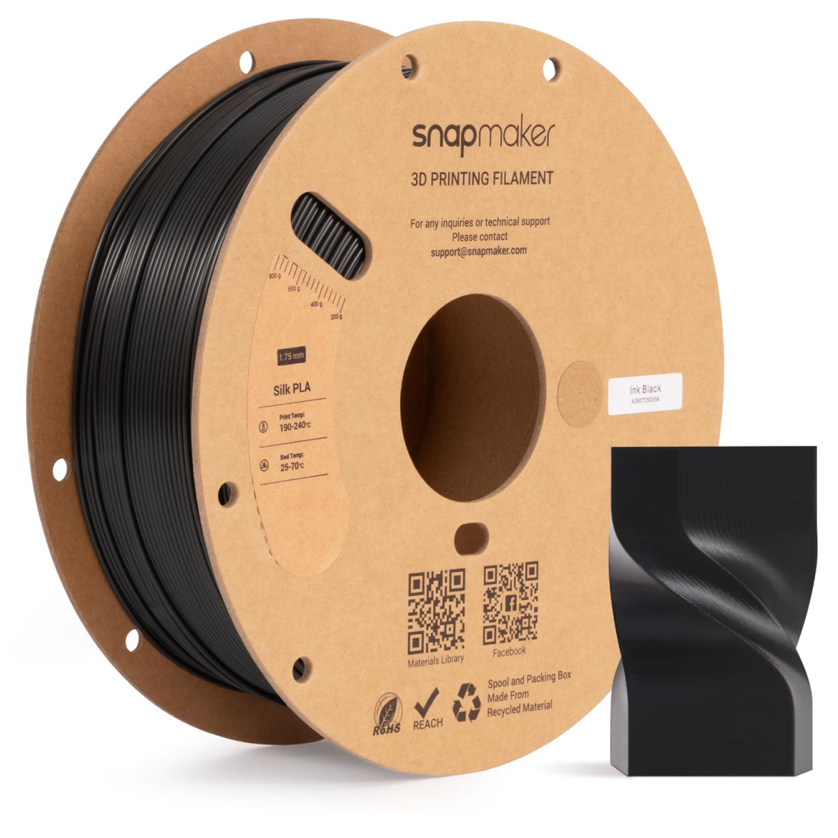 Snapmaker Silk PLA Filament 1.75mm, PLA 3D Printer Filament 1kg (2.2lbs)