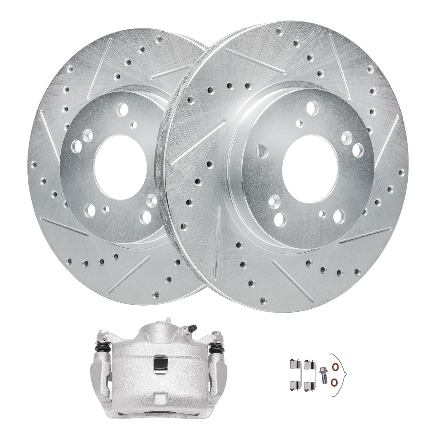 Detroit Axle - Front Brake Kit for 2006-2018 Dodge Ram 1500, 07-09 Durango Chrysler Aspen, 2019-2024 Ram 1500 Classic, Drilled and Slotted Disc Brake Rotors Ceramic Brakes Pads Replacement