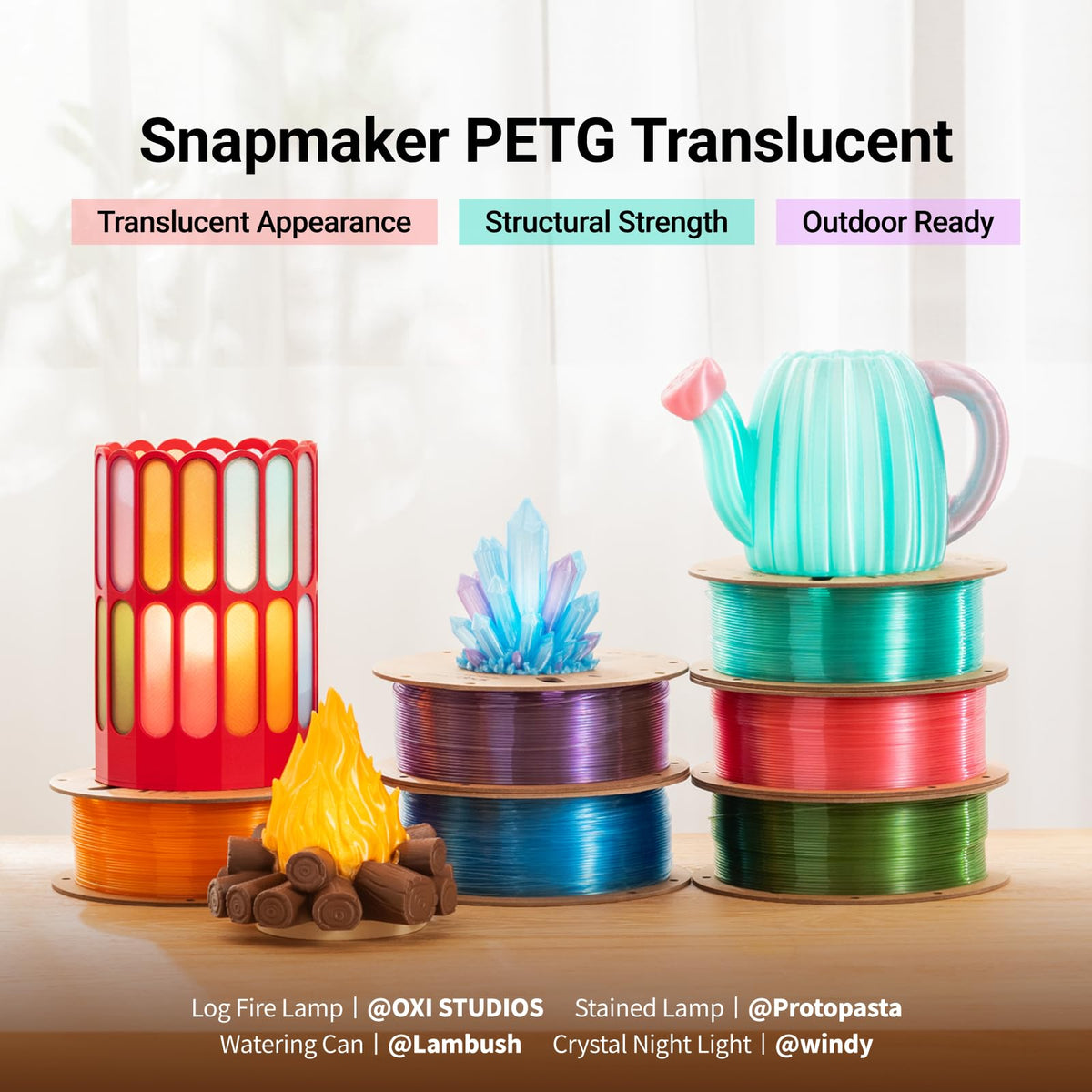 Snapmaker PETG Filament 1.75mm,PETG HF 3D Printer Filament 1kg(2.2lbs)