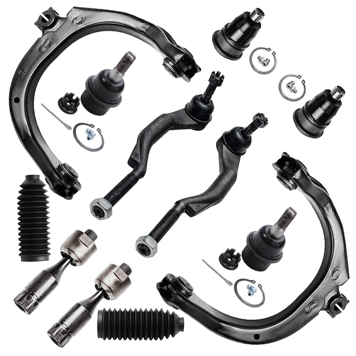 Detroit Axle - 12pc Front End Kit for 07-13 Chevy Silverado 1500 GMC Sierra | Suburban Yukon XL 1500 Tahoe Escalade ESV EXT, 2 Upper Control Arms 2 Sway Bars 4 Tie Rods 2 Lower Ball Joints 2 Boots