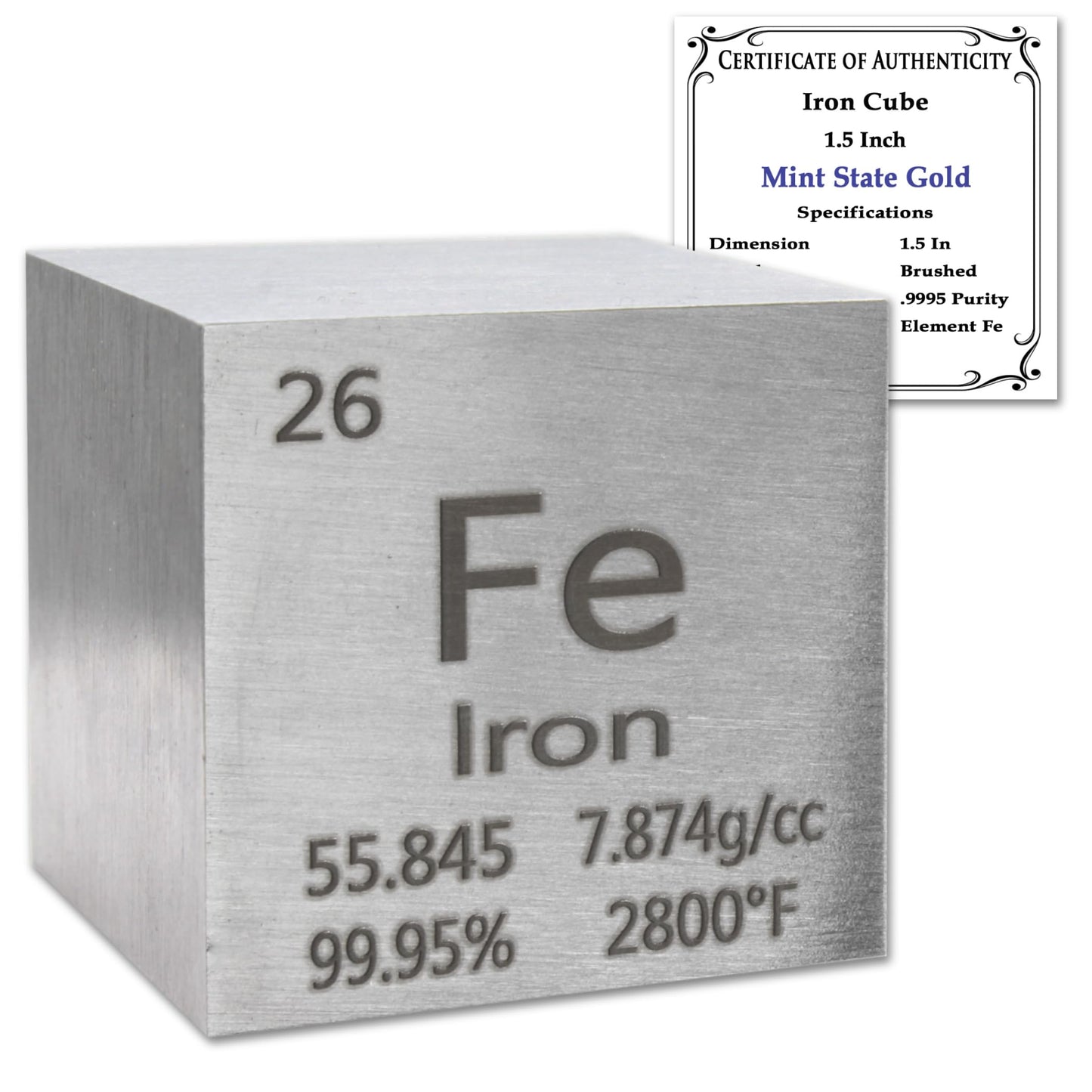 99.95% Pure 1" Inch Copper Cube - Element Design with Certificate of Authenticity