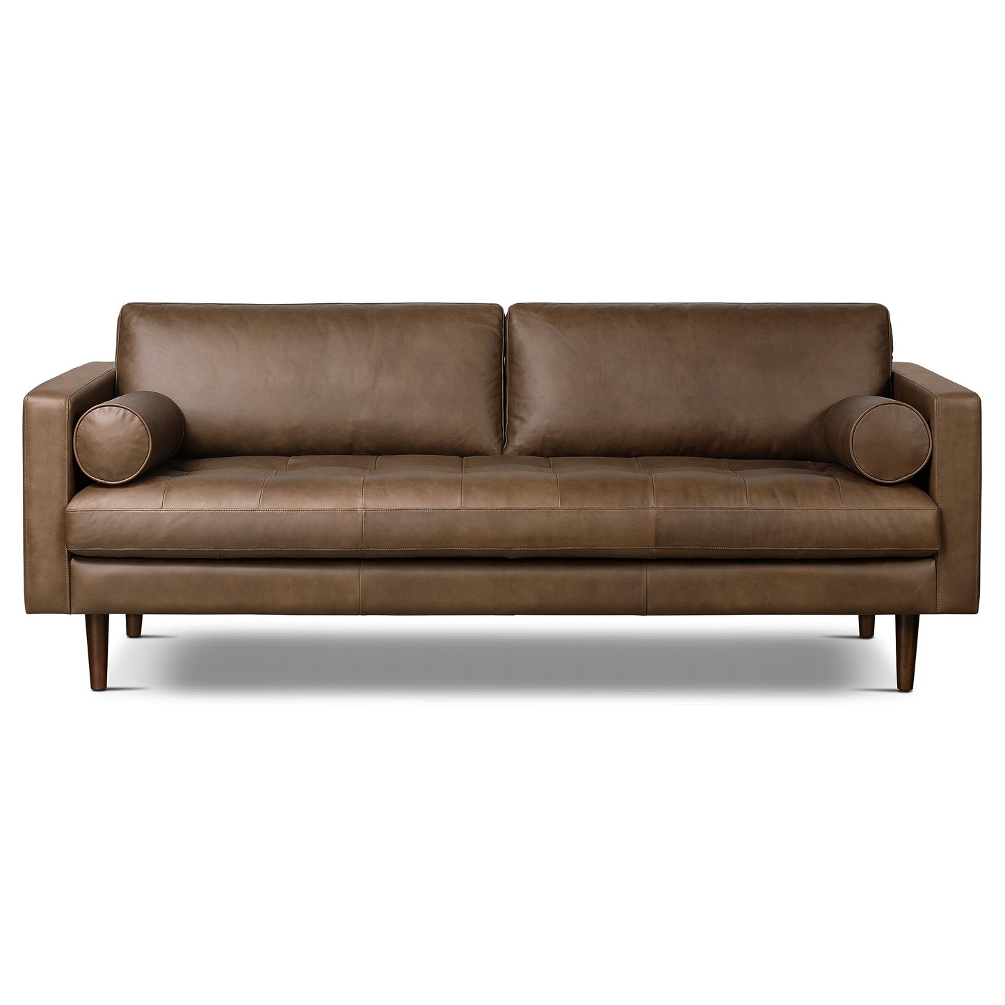 POLY & BARK Napa 82" Leather Pull‑Out Sleeper Sofa – Full‑Grain Italian Leather Upholstery,Tri‑Layer Mattress & Storage Console –Sophisticated Multi‑Functional Sofa Bed for Living Rooms & Guest Spaces