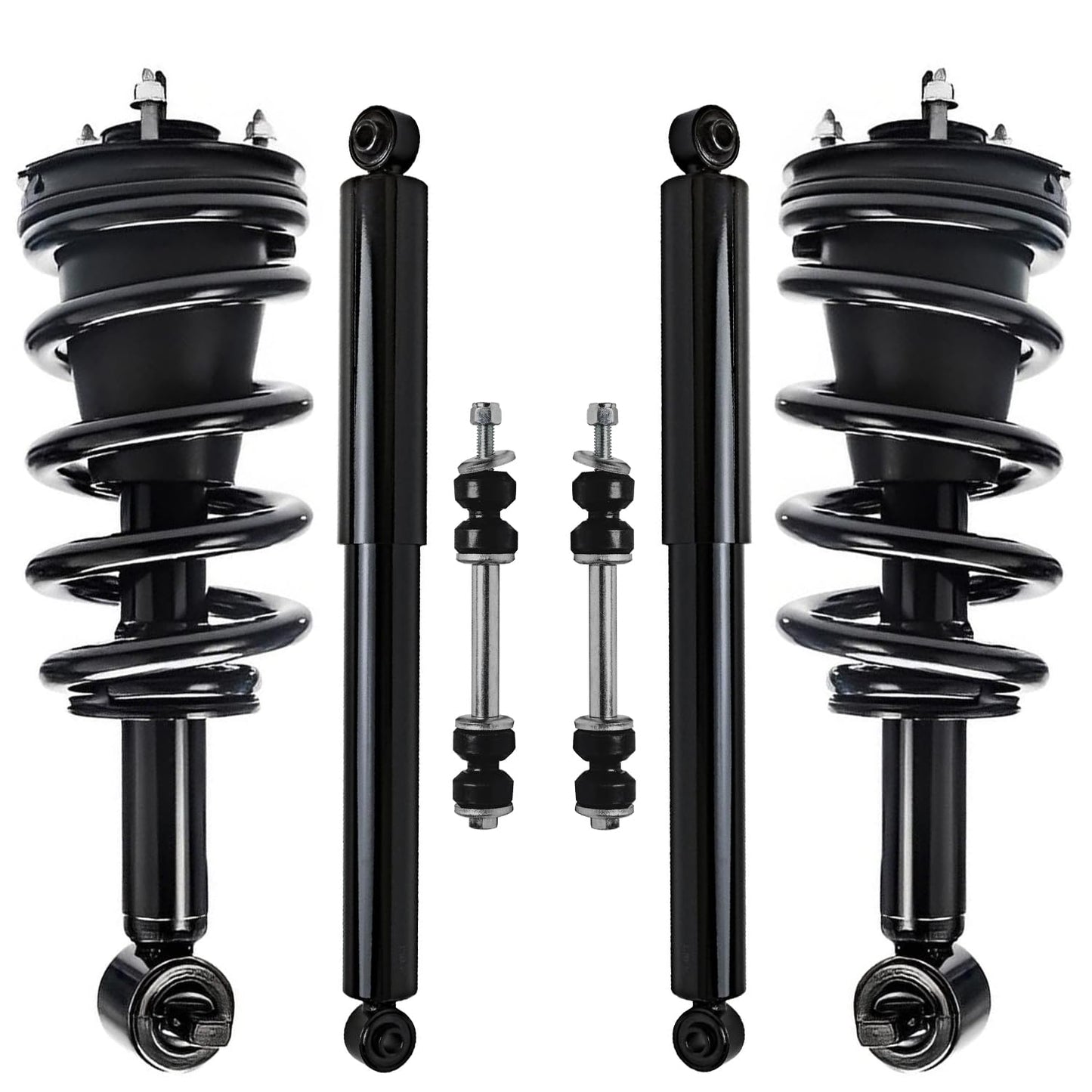 Detroit Axle - 6pc Struts Shocks Kit for 2014-2018 Chevy Silverado 1500 GMC Sierra 1500, 2 Front Struts w/Coil Springs 2 Sway Bars 2 Rear Shock Absorbers 2015 2016 2017 Replacement Suspension