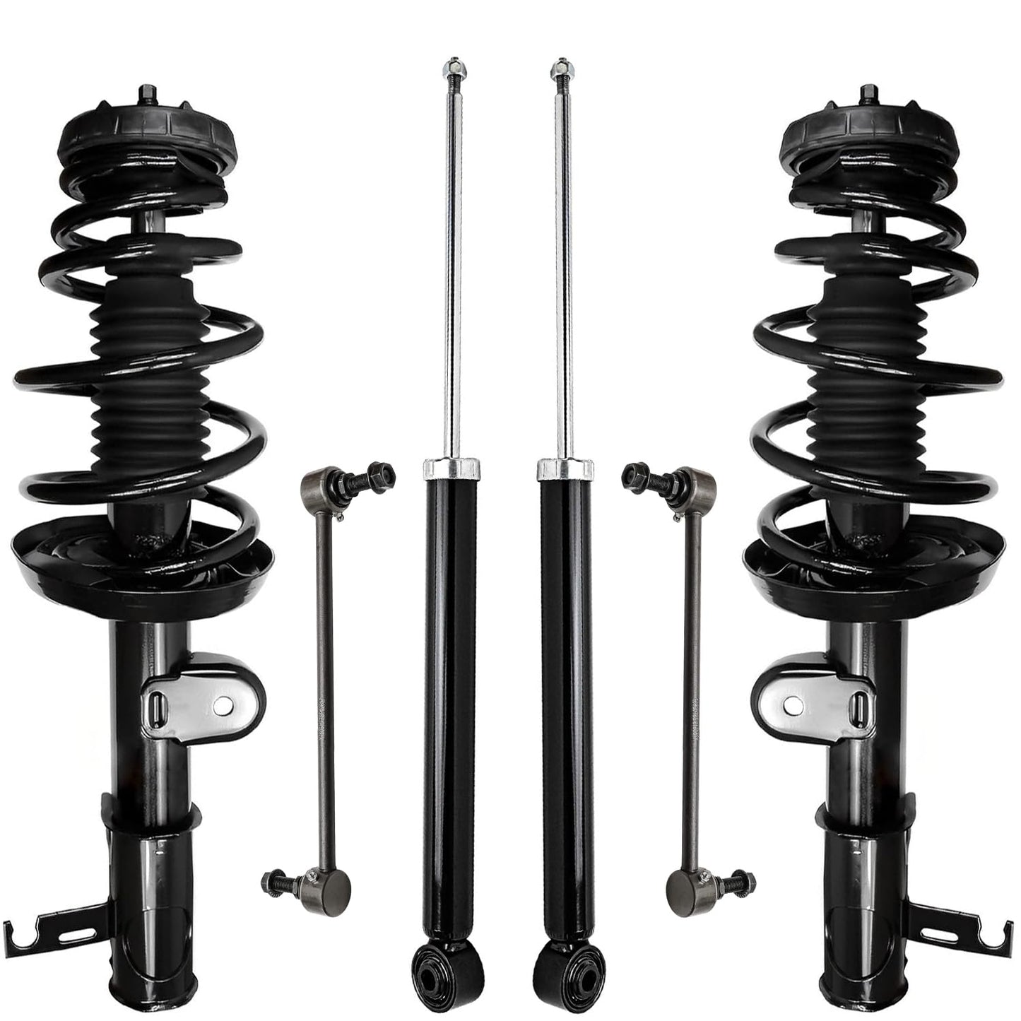Detroit Axle - 6pc Struts Shocks Kit for 2014-2018 Chevy Silverado 1500 GMC Sierra 1500, 2 Front Struts w/Coil Springs 2 Sway Bars 2 Rear Shock Absorbers 2015 2016 2017 Replacement Suspension