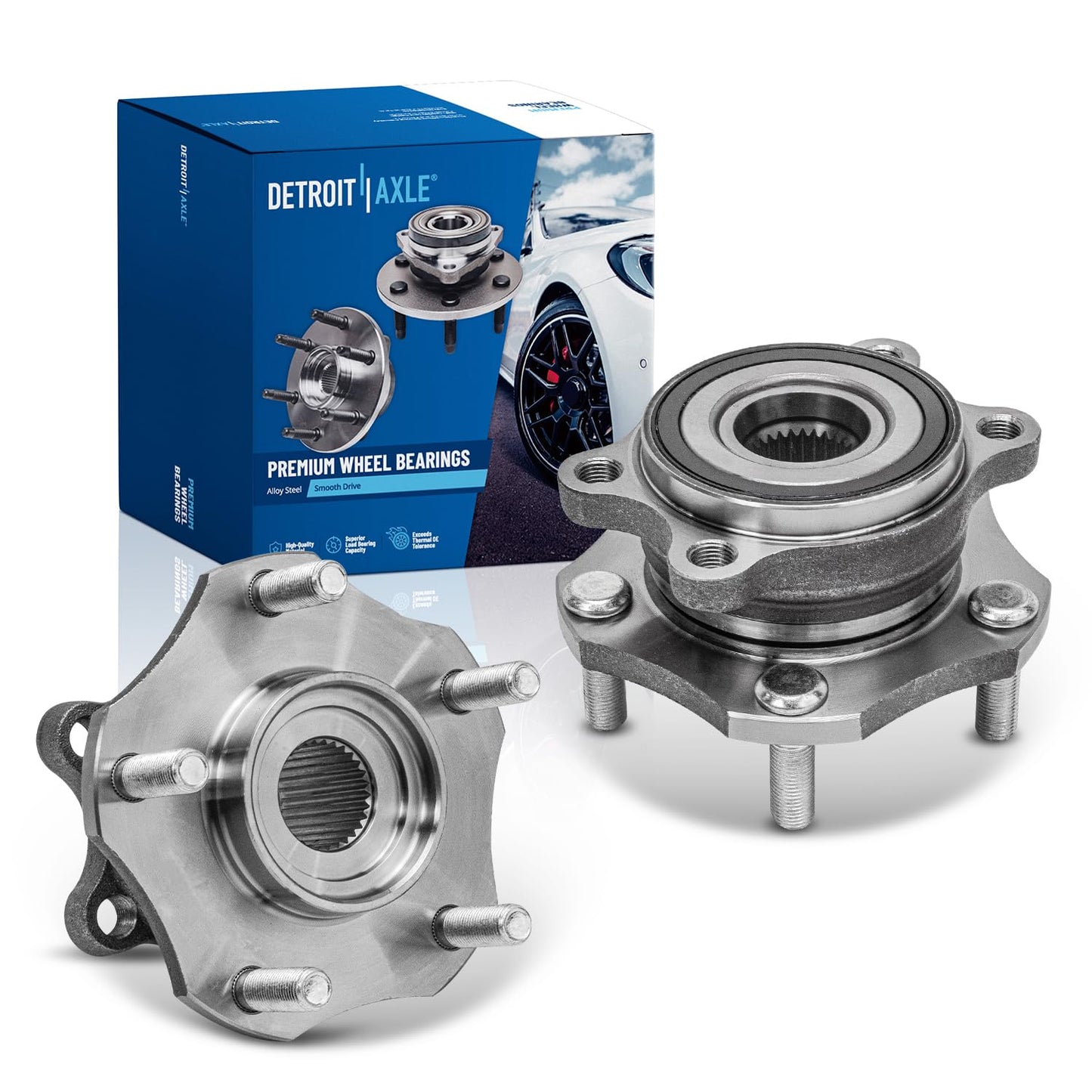 Detroit Axle - 2 Front Wheel Bearing Hub Assembly for Chevy Malibu 2013-2015 Impala 14-17, for Buick Lacrosse Regal 11-17 Cadillac XTS CTS 14-16, for GMC Terrain Equinox 10-17, 5 Lugs Replacement