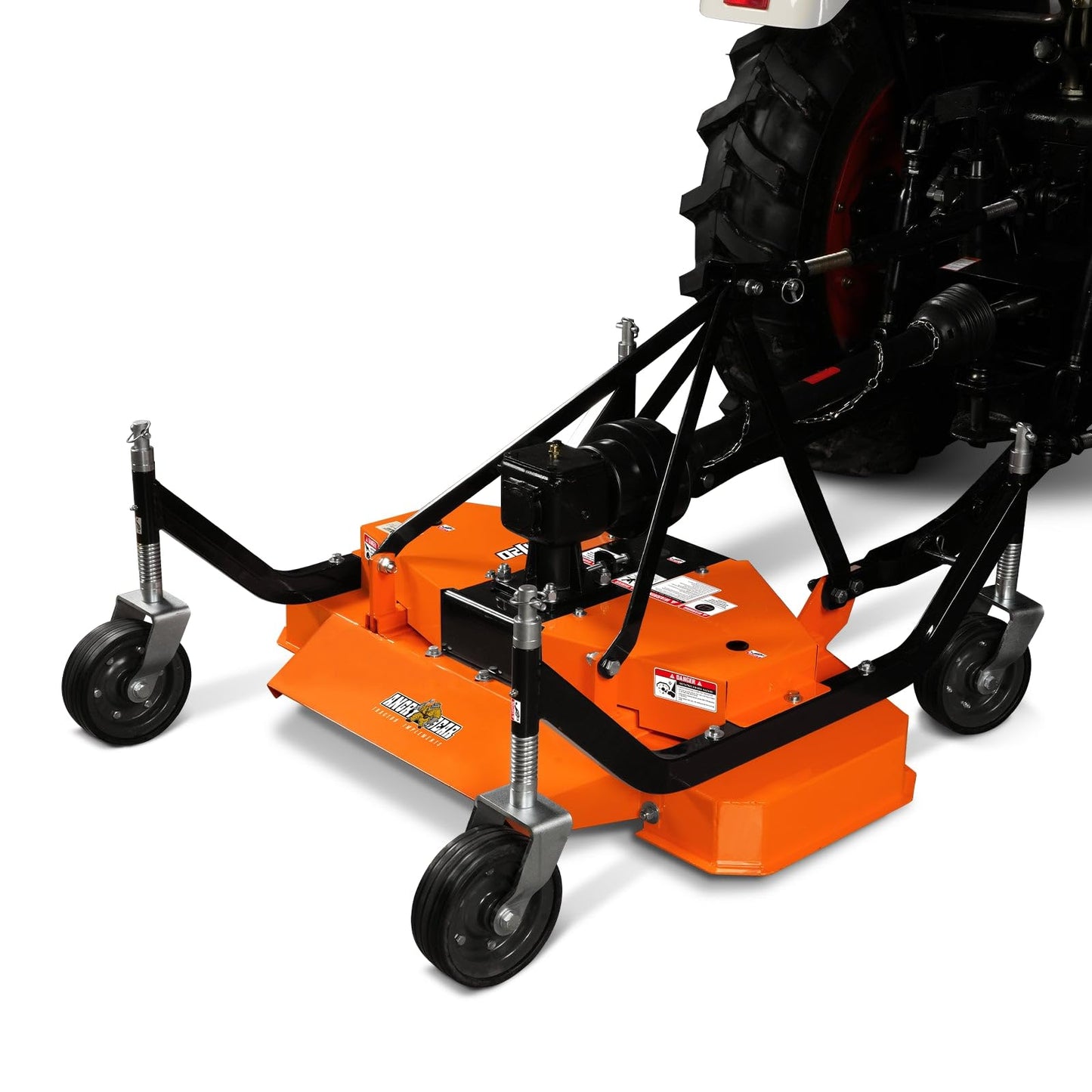 MechMaxx 3 Point PTO 48'' Working Width Finish Mower Attachment for 18-50hp Tractor, Category 1 Hitch, 4-Tires, 0.4'' - 4.5'' Adjustable Cutting Height, Model FM120