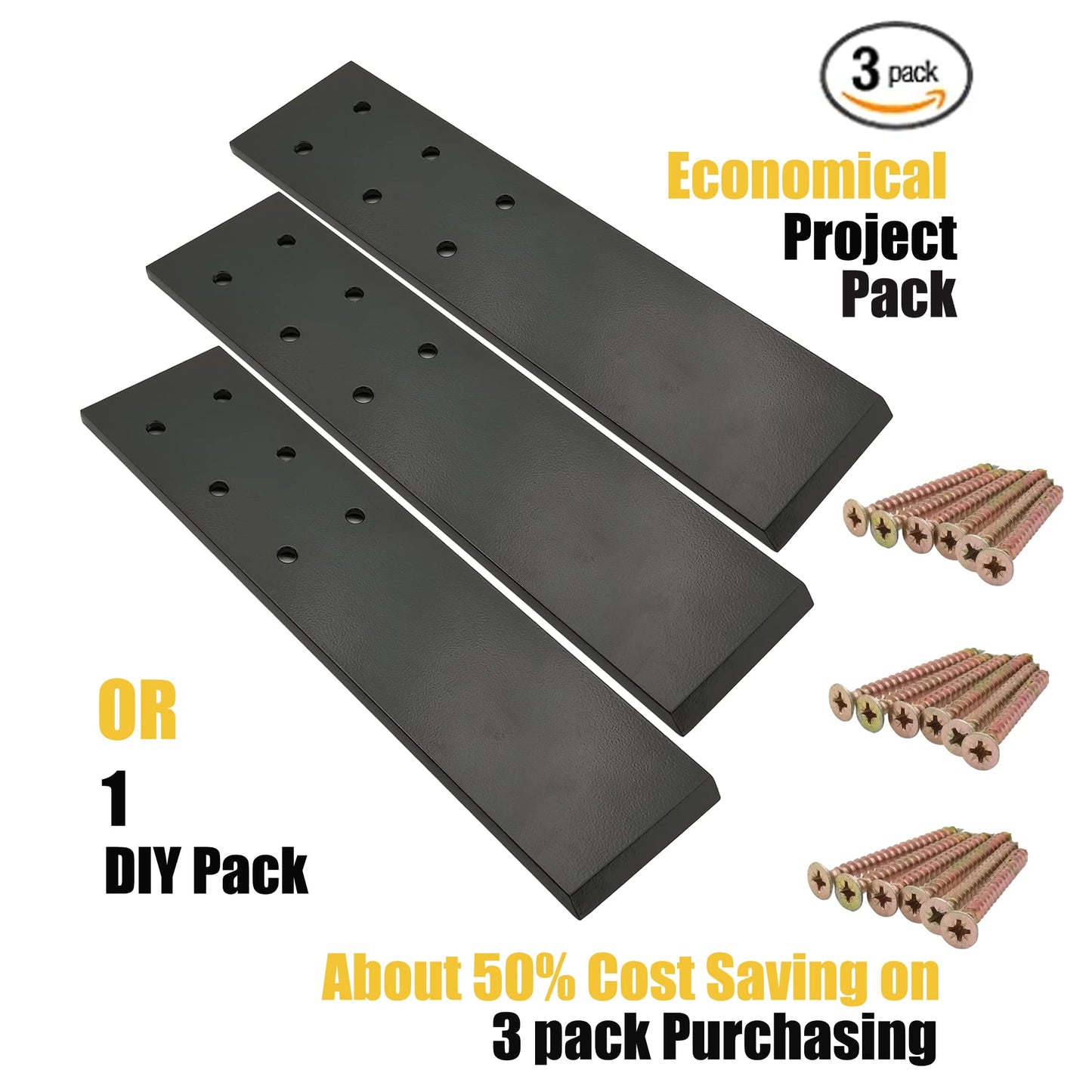 (3-Pack) Countertop Support Bracket,Top Mount,Solid Heavy Duty Knee Wall Hidden Granite Countertop Support Floating Shelf Bracket,Shelf Bracket Hardware,Set of 3,12 Inch,DIY Projects,Screws Included
