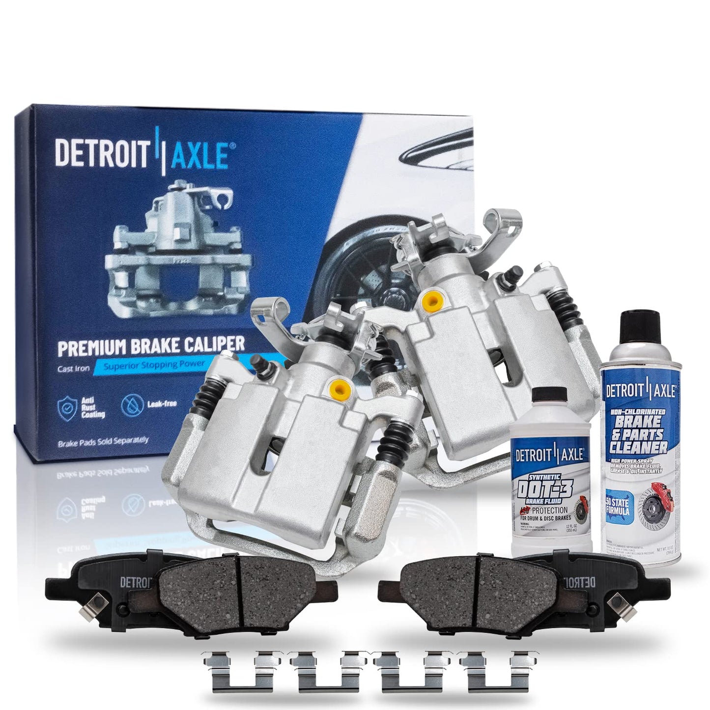 Detroit Axle - 4WD Brake Kit for 2012-2022 Ford F-250 Super Duty 2013-2022 F-350 Super Duty, 14.29" inch Front Rear Drilled Slotted Brake Rotors Ceramic Brakes Pads Replacement