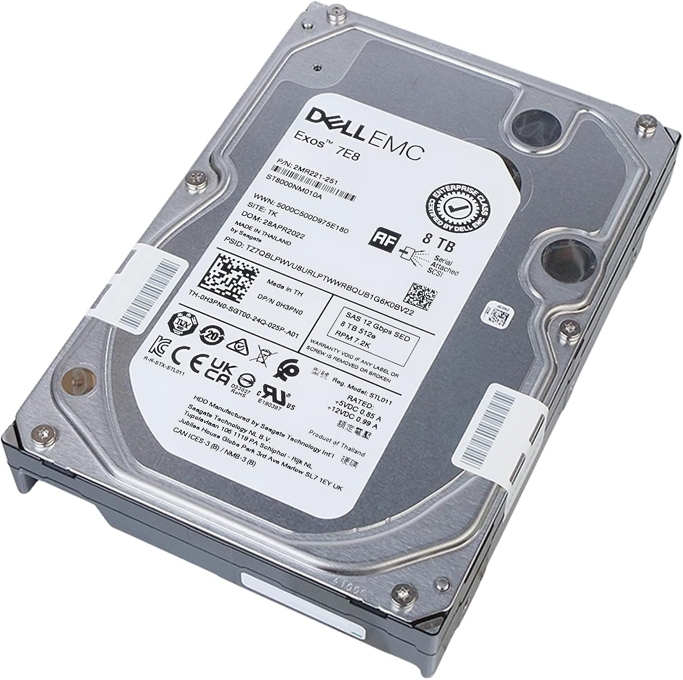 Dell/Seagate Exos 7E8 ST8000NM010A 8TB 7.2K RPM SAS 12Gb/s 512e 3.5in Enterprise Hard Drive (Renewed)