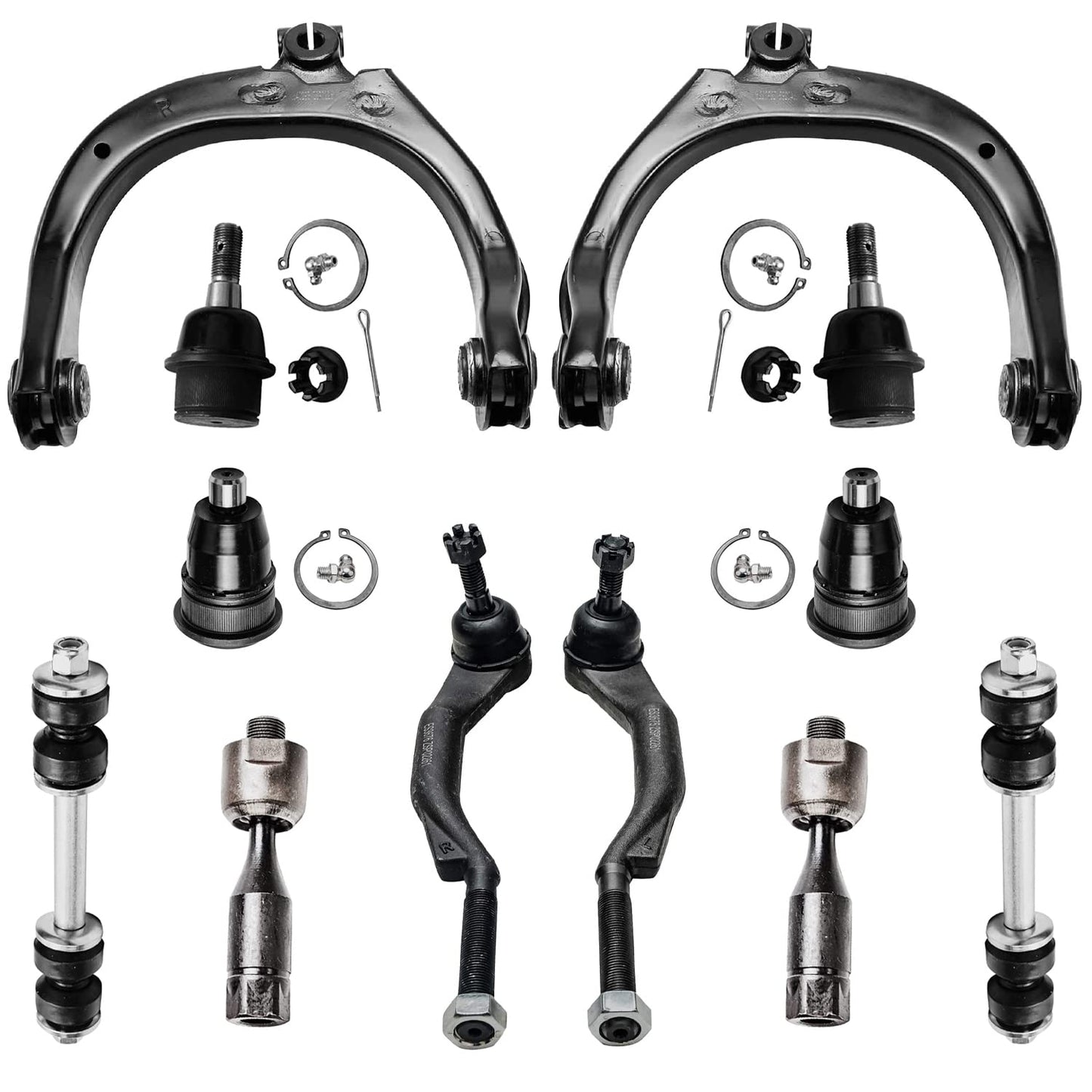 Detroit Axle - 12pc Front End Kit for 07-13 Chevy Silverado 1500 GMC Sierra | Suburban Yukon XL 1500 Tahoe Escalade ESV EXT, 2 Upper Control Arms 2 Sway Bars 4 Tie Rods 2 Lower Ball Joints 2 Boots