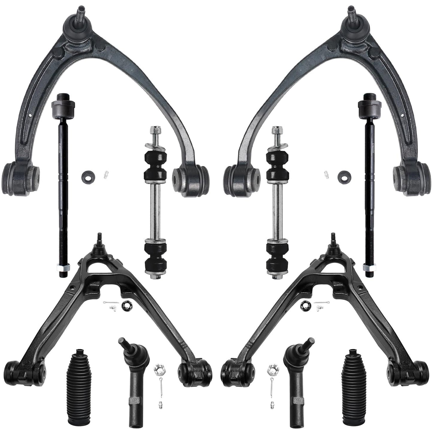 Detroit Axle - 12pc Front End Kit for 07-13 Chevy Silverado 1500 GMC Sierra | Suburban Yukon XL 1500 Tahoe Escalade ESV EXT, 2 Upper Control Arms 2 Sway Bars 4 Tie Rods 2 Lower Ball Joints 2 Boots