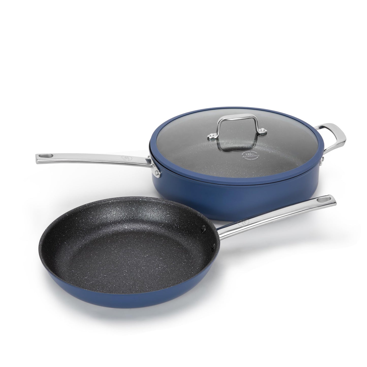 Kitchen Academy Plasma Titanium Ceramic Nonstick Cookware Set - 6 Piece Induction Pots and Pans Set Non Stick, Blue Healthy Non Toxic Cooking Ware Set with Scratch Defense Technology, PFOA&PFOS Free