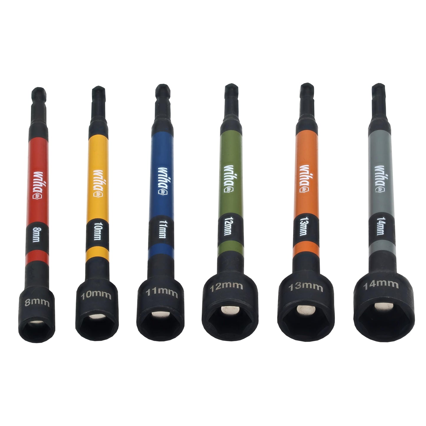 Wiha 70486 Magnetic Nut Setter Set, 6 Piece SAE, Color Coded, 1/4-Inch Hex Drive, Impact Rated