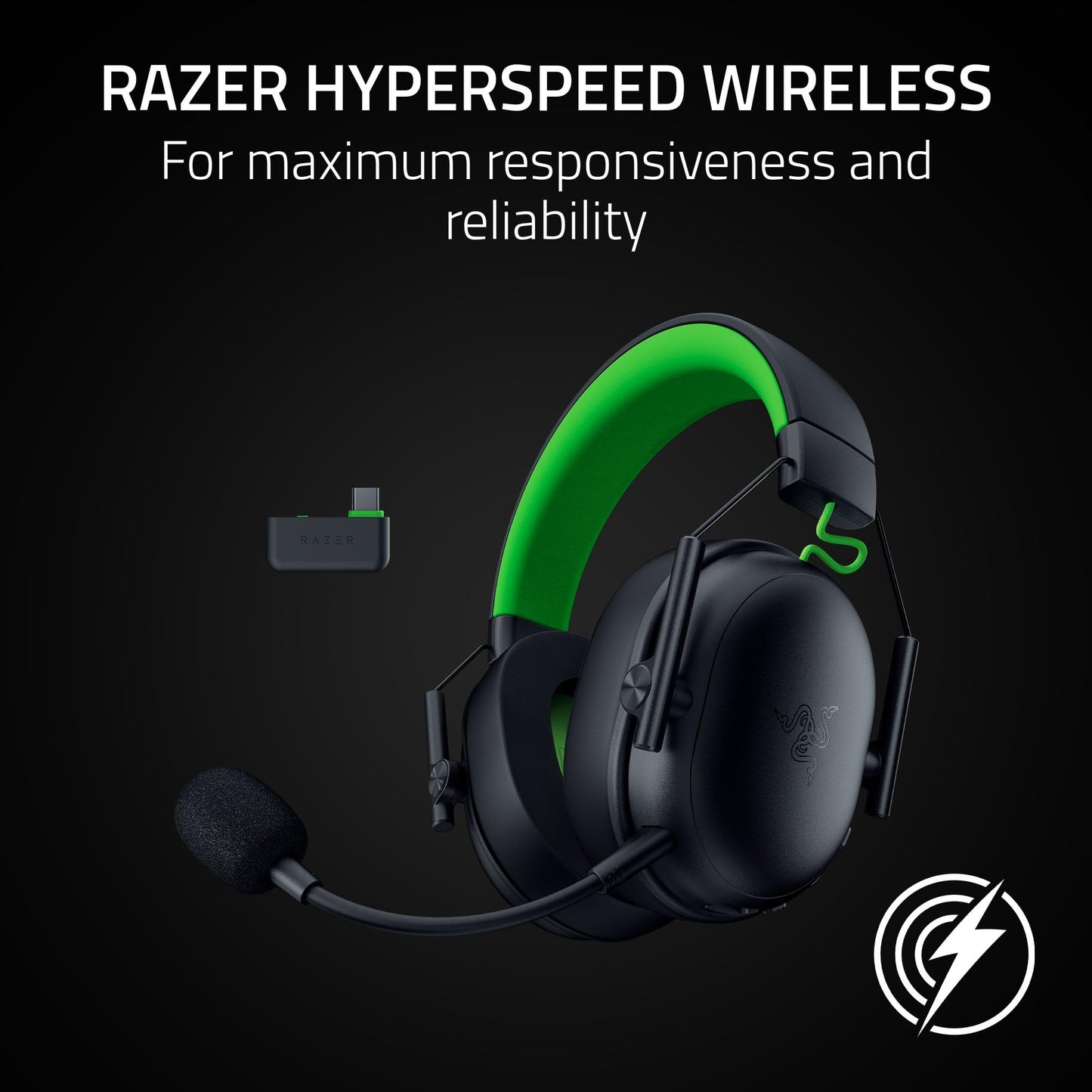 Razer BlackShark V3 X HyperSpeed Wireless Gaming Headset for PC: 50mm Drivers - Cardioid Mic - 2.4 GHz, Bluetooth, USB - Works with Mac, PS5, Nintendo Switch, Smartphone - 70 Hr Battery - Black