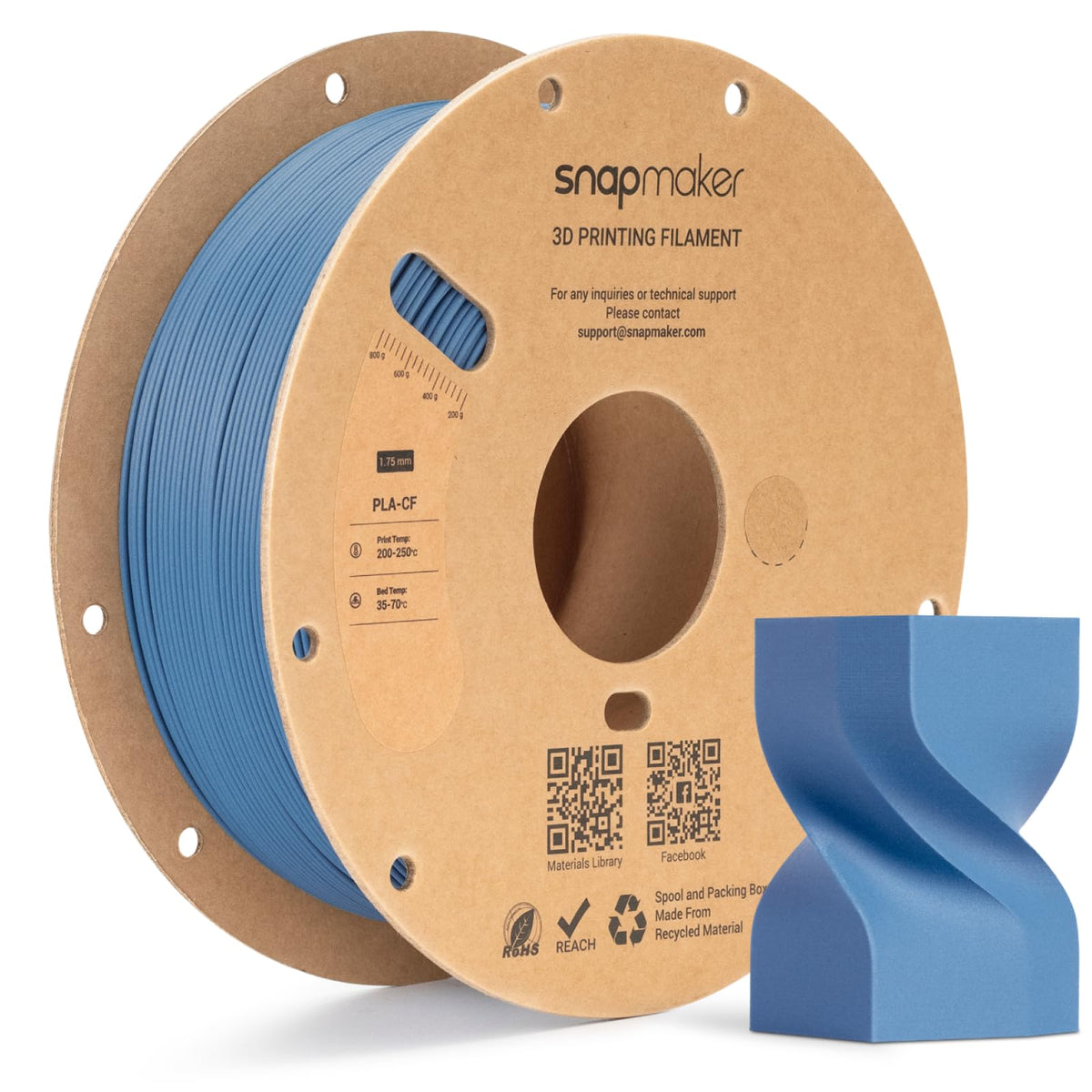 Snapmaker Matte PLA Filament 1.75mm,3D Printer Filament 1kg(2.2lbs)