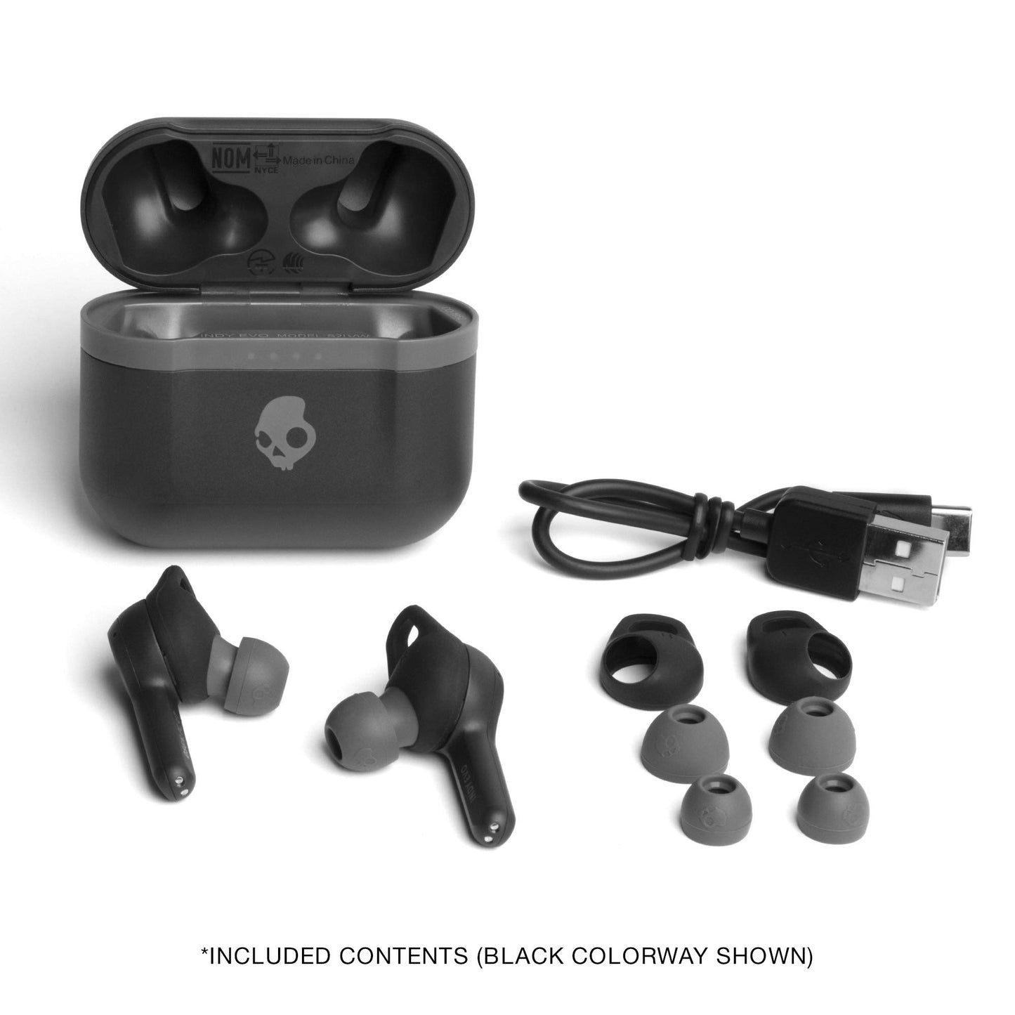 Skullcandy Indy Evo in-Ear Wireless Earbuds, 30 Hr Battery, Microphone, Works with iPhone Android and Bluetooth Devices - Black