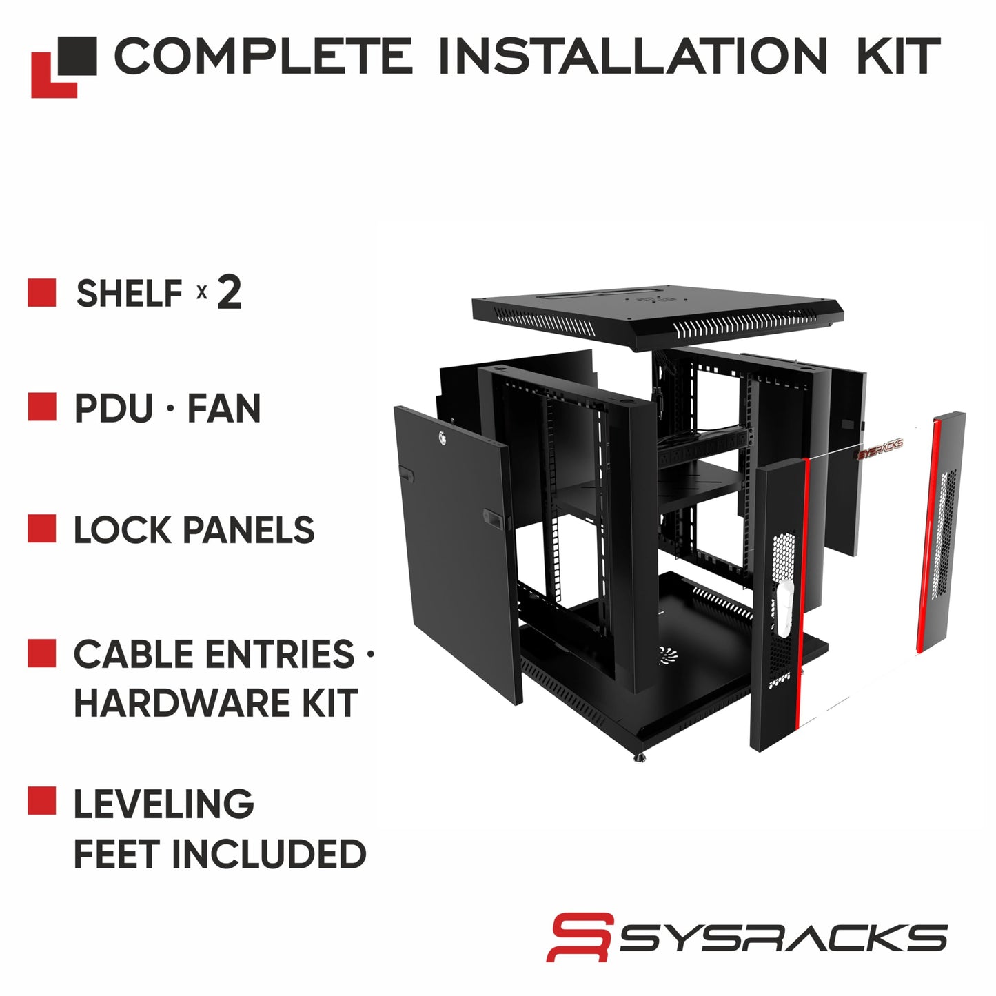 18U Wall Mount Home Lab Server Rack – 19" Locking Network Cabinet, 18" Deep Router & AV Rack with Fan, PDU and Shelf for NAS, Switches and Home Network Equipment