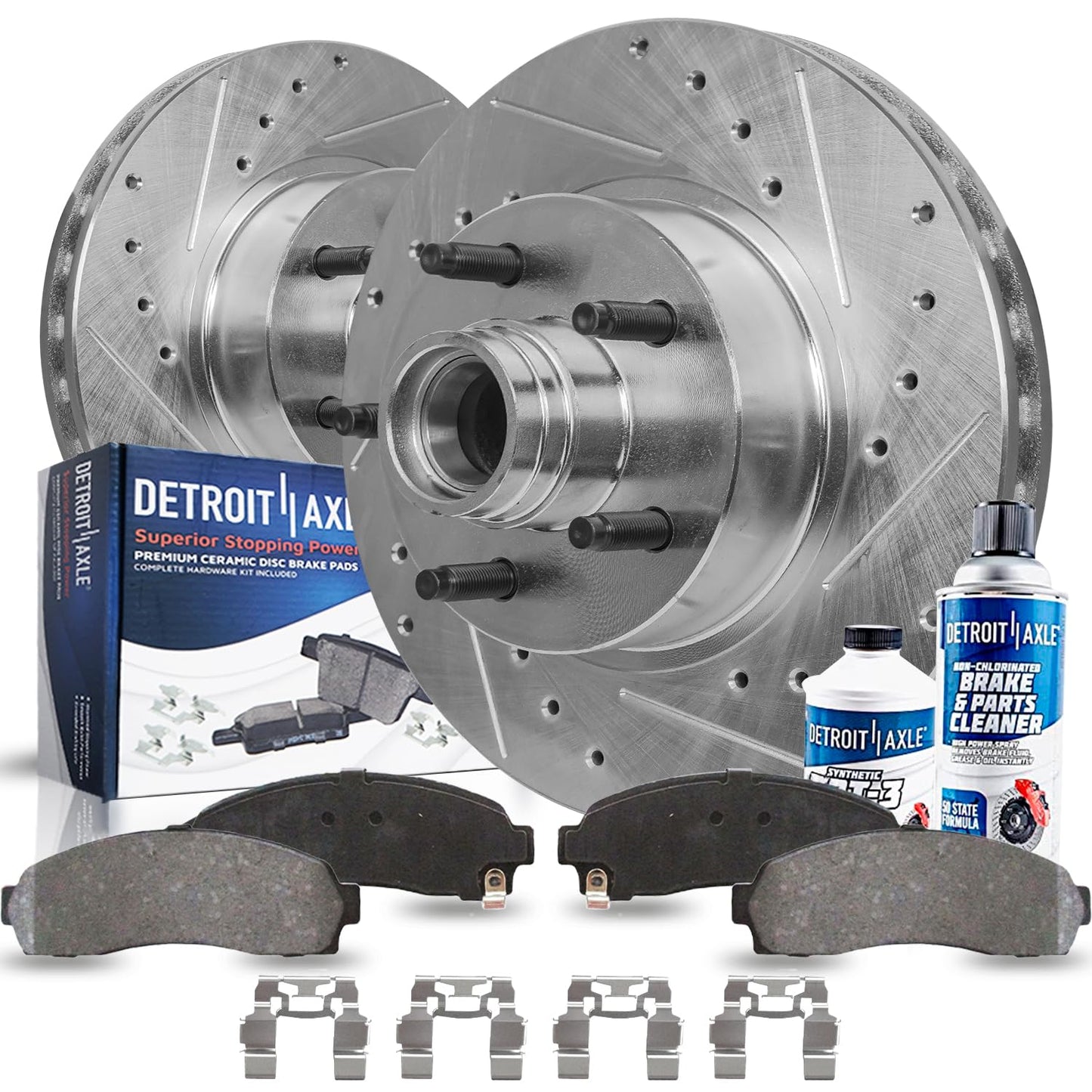 Detroit Axle - Rear Brake Kit for 1999-2006 Chevy GMC Sierra Silverado 1500, 00-01 Tahoe Yukon, 03-05 Astro Safari Replacement Drilled Slotted Disc Brake Rotors Ceramic Brakes Pads: 12.78" inch Rotor