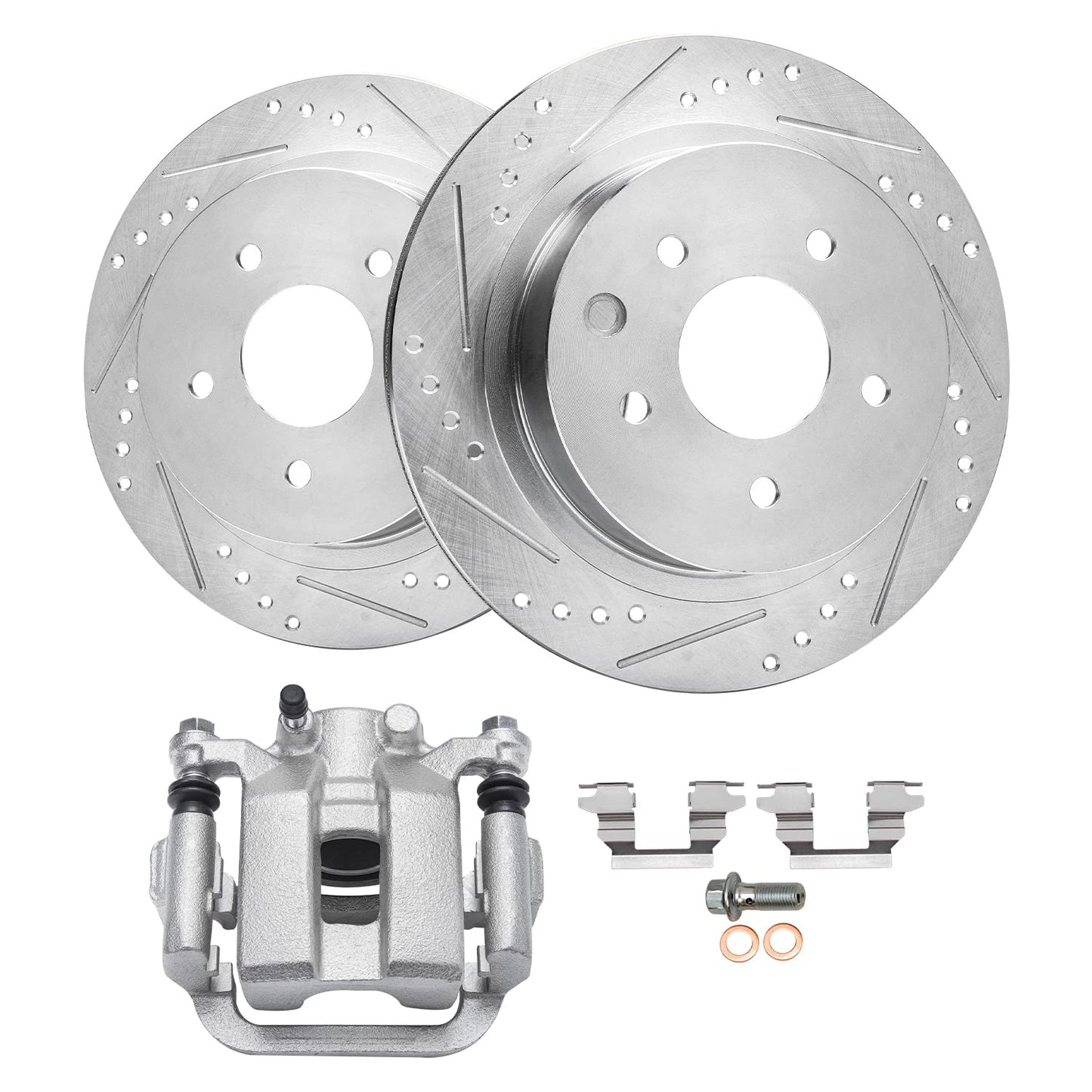 Detroit Axle - Front Brake Kit for Chevy GMC Silverado Sierra 2500HD 3500, Avalanche 2500, Sierra 3500HD, Express Savana 3500 4500 Drilled Disc Brakes Rotors Ceramic Brake Pads Replacement:12.8" inch
