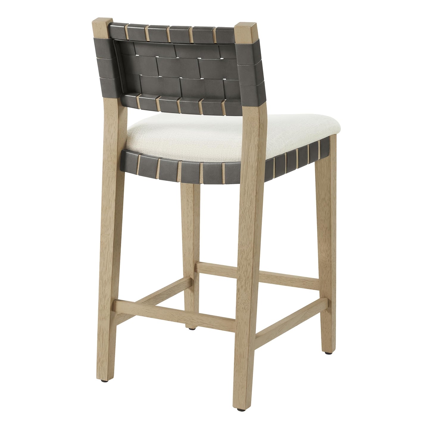 CHITA Woven Bar Stools Set of 2, 26" Counter Height Bar Stools with Backrest, Handwoven Counter Stools with Wood Frame for Kitchen Island & Home Bar, Saddle Brown