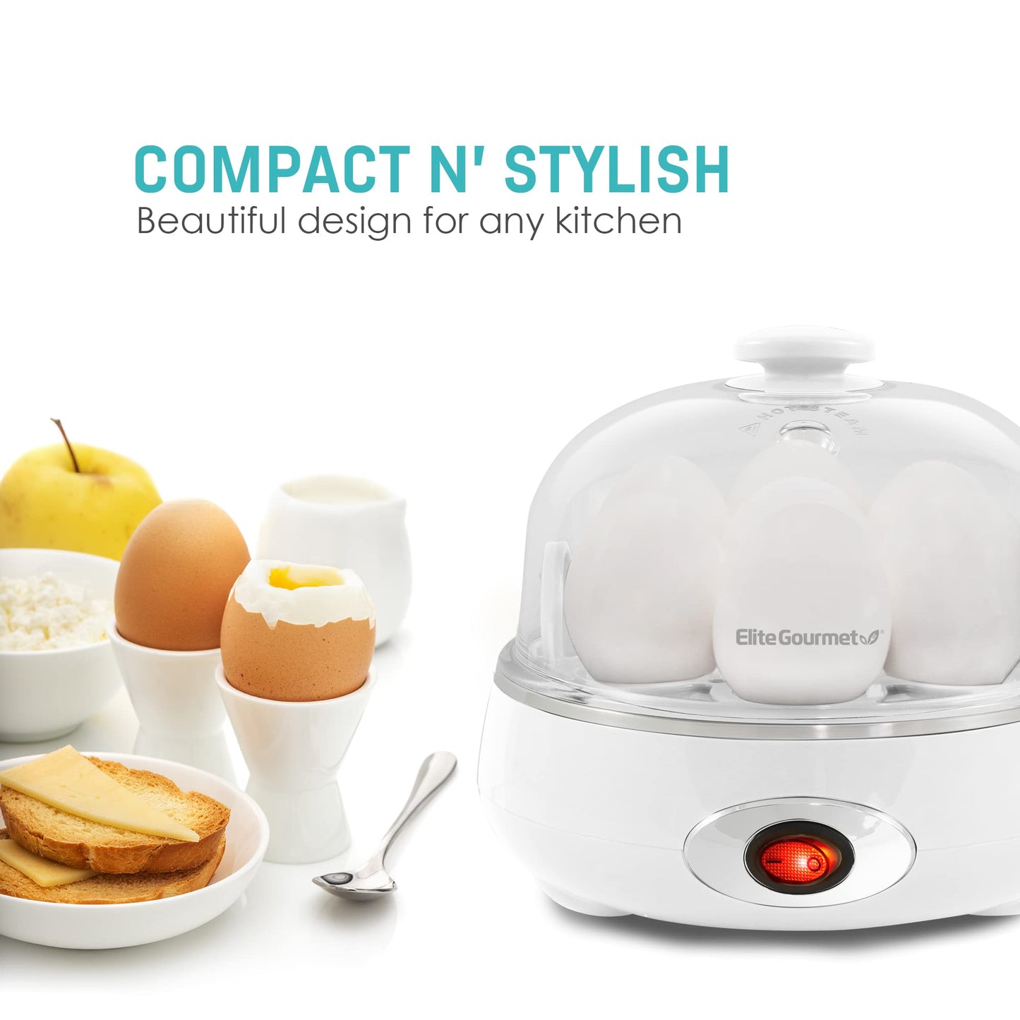 Elite Gourmet EGC115B Easy Egg Cooker Electric 7-Egg Capacity, Soft, Medium, Hard-Boiled Egg Cooker with Auto Shut-Off, Measuring Cup Included, BPA Free, Classic Black