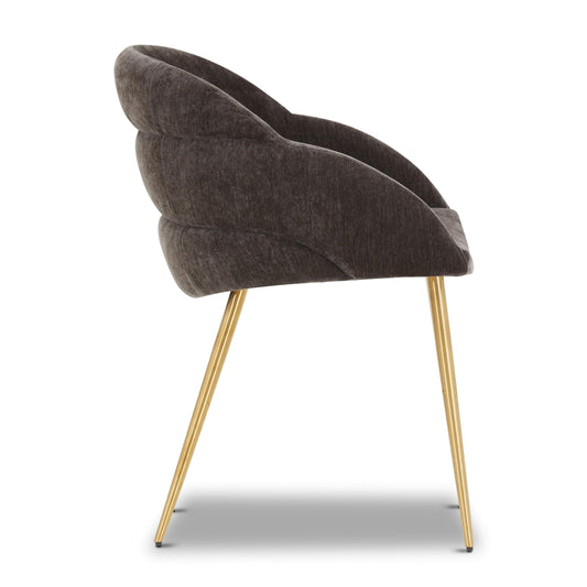Poly & BARK Bolus Dining Chair – Ganache Brown Upholstered Accent Chair with Wood Legs – Refined Silhouette for Dining Room, Kitchen or Breakfast Nook – Arrives Fully Assembled